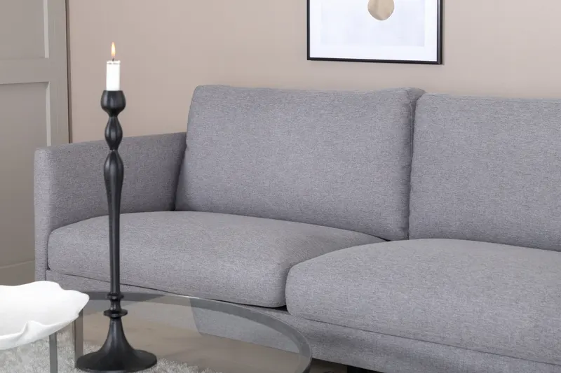 Zoom 2-Sitzer-Sofa mit Stahlbeinen in Grau, Gestell Schwarz, im Wohnraum, Ansicht 6
