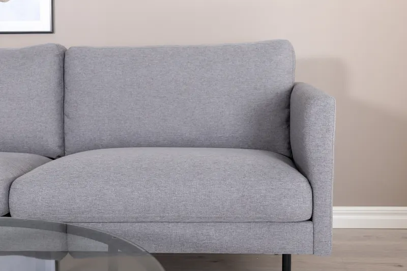Zoom 2-Sitzer-Sofa mit Stahlbeinen in Grau, Gestell Schwarz, im Wohnraum, Ansicht 7