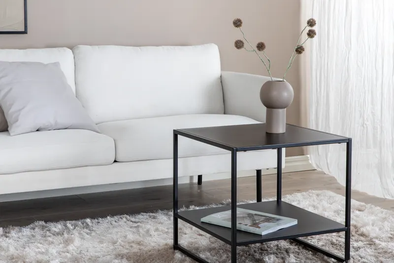 Zoom 2-Sitzer-Sofa mit Stahlbeinen in Schwarz, im Wohnraum, Ansicht 2