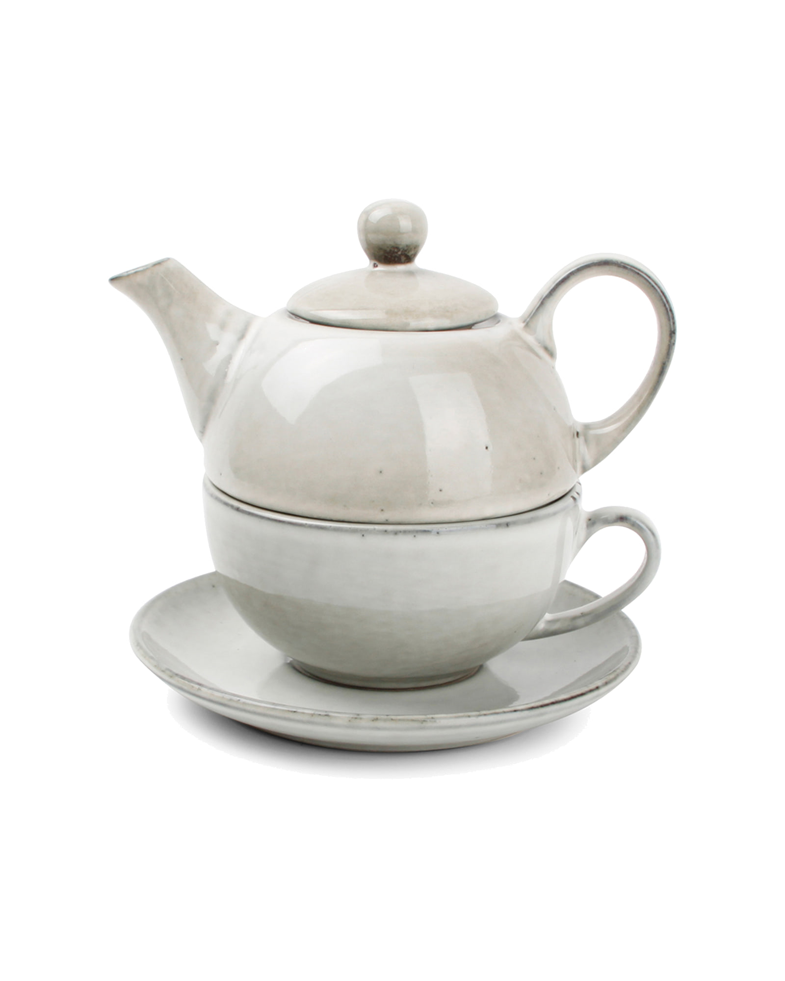 Artisan Tea-for-one-Set aus Steinzeug, Grün, Ansicht 1