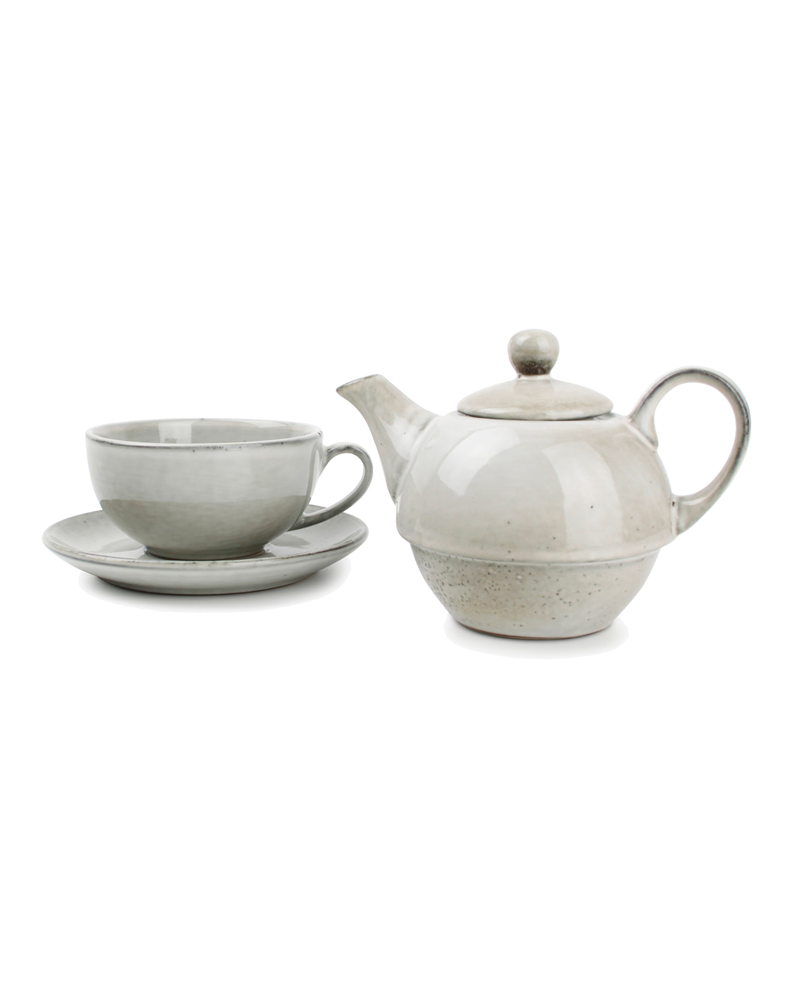 Artisan Tea-for-one-Set aus Steinzeug, Grün, Ansicht 2