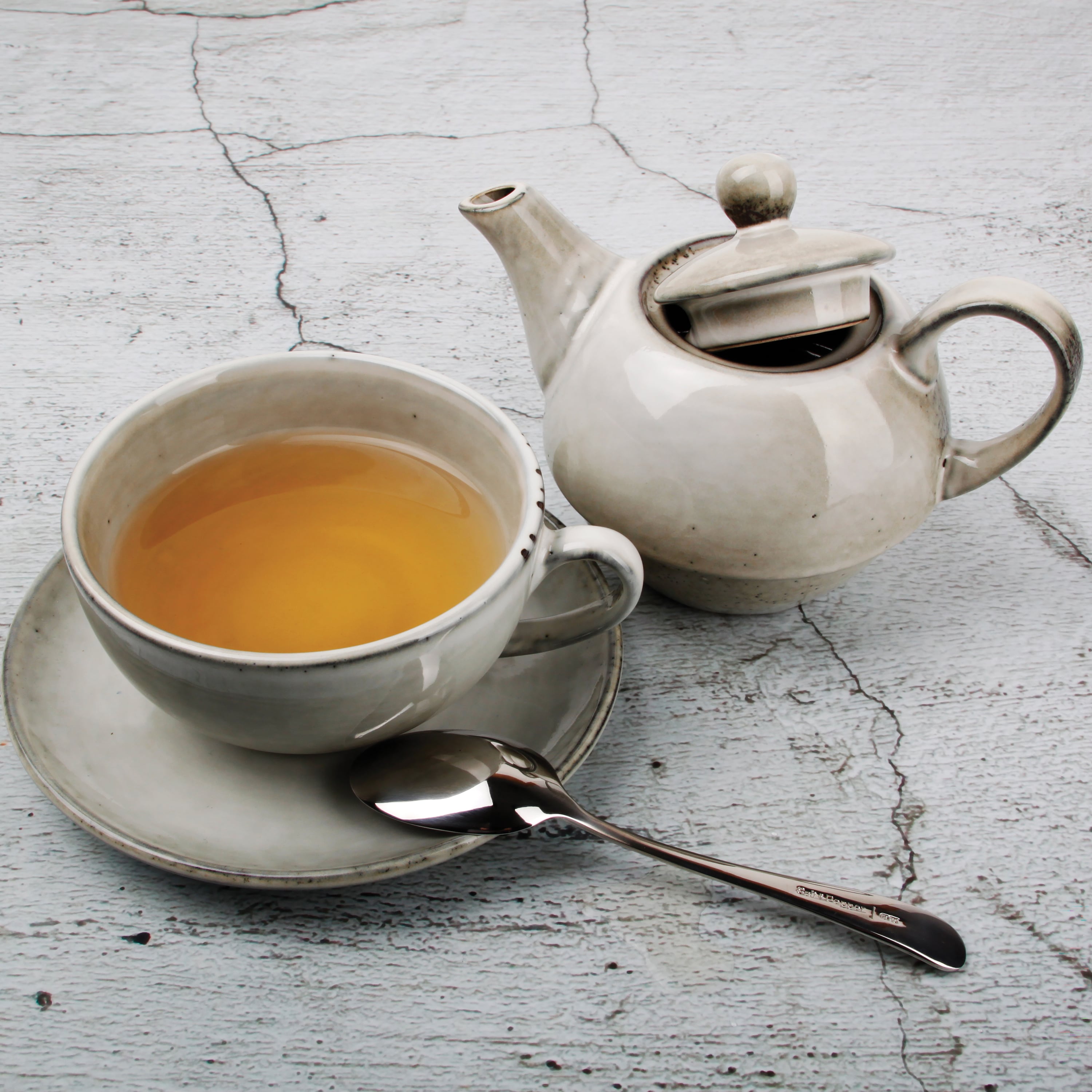Artisan Tea-for-one-Set aus Steinzeug, Grün, Ansicht 3