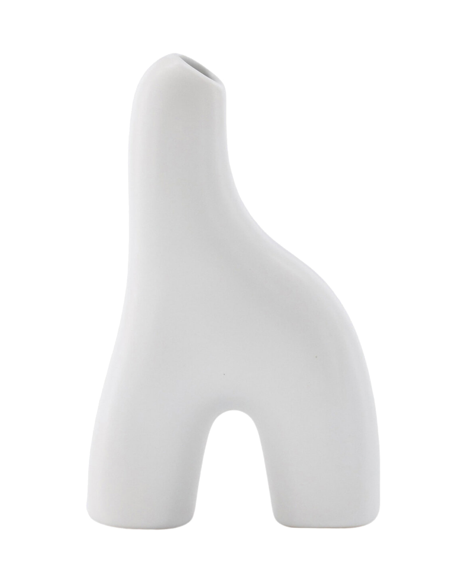 Aya kleine Vase in Bogenform aus weißem Steinzeug