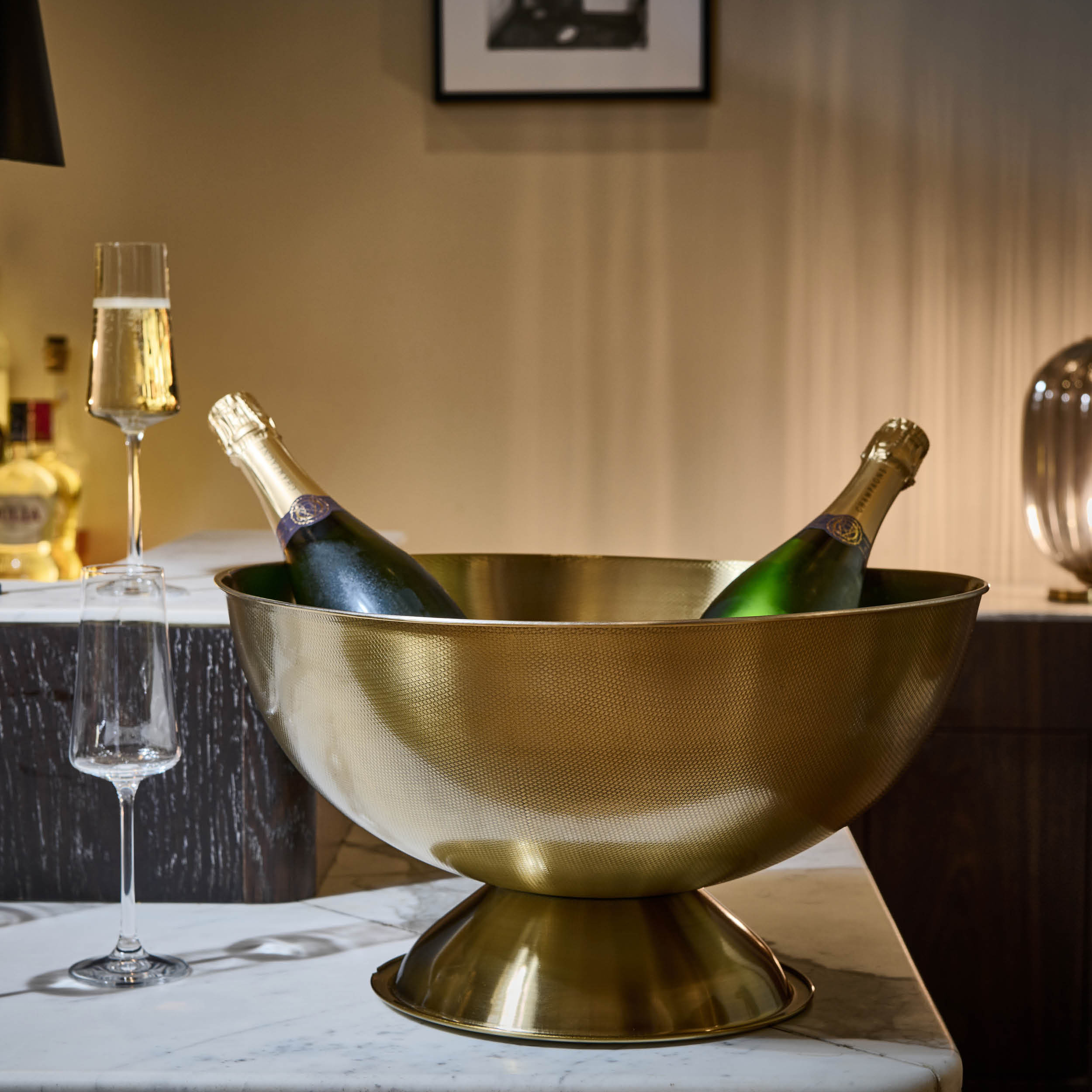 Bar Champagnerwanne aus Edelstahl, Antikgold, Ø 40 cm, H 24,5 cm, Ansicht 3