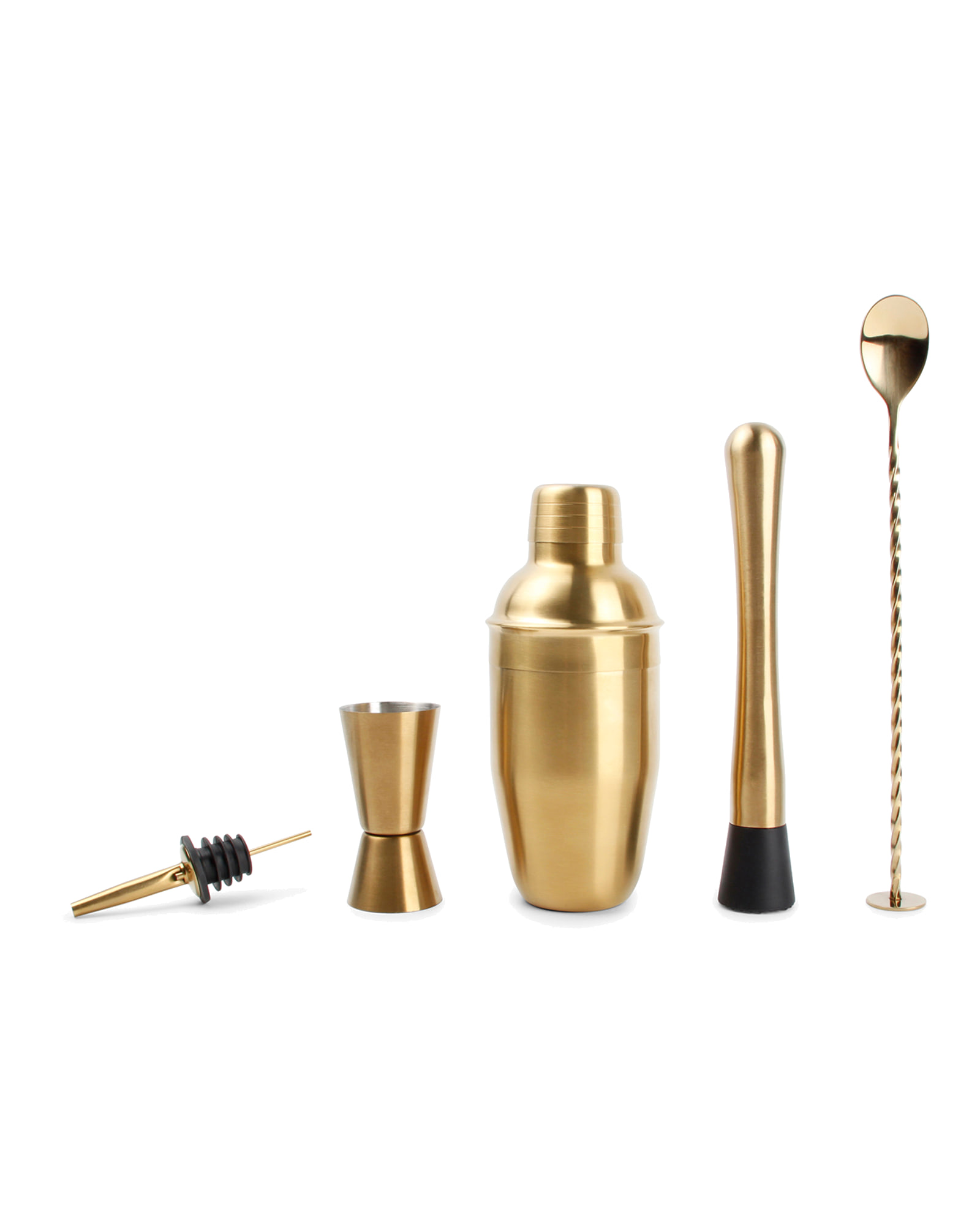 Bar Cocktail-Set aus Edelstahl, Gold, 7-teilig, Ansicht 1