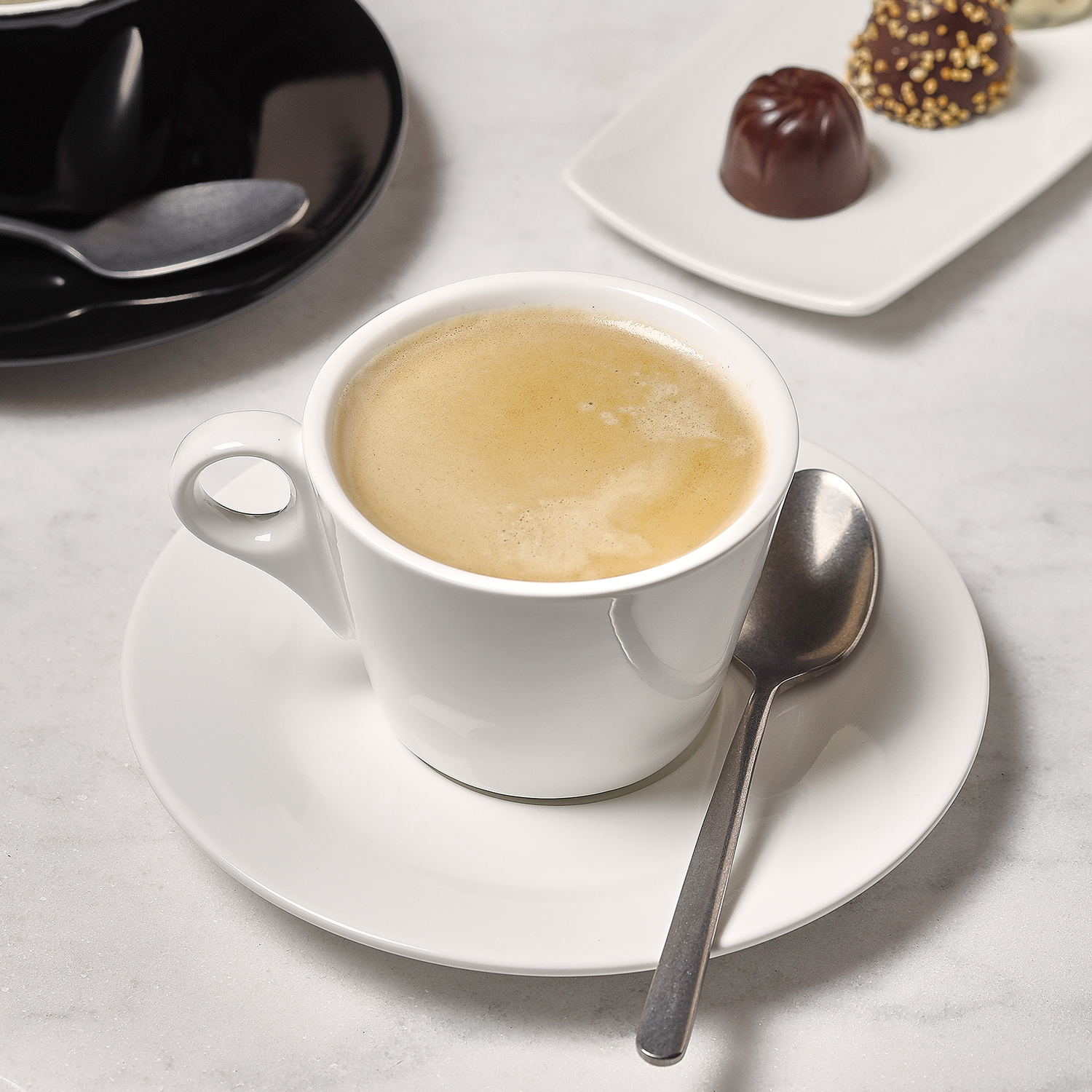 Barista Mokka-Untertasse aus Porzellan, Weiß, Ø 12,5 cm, Ansicht 4