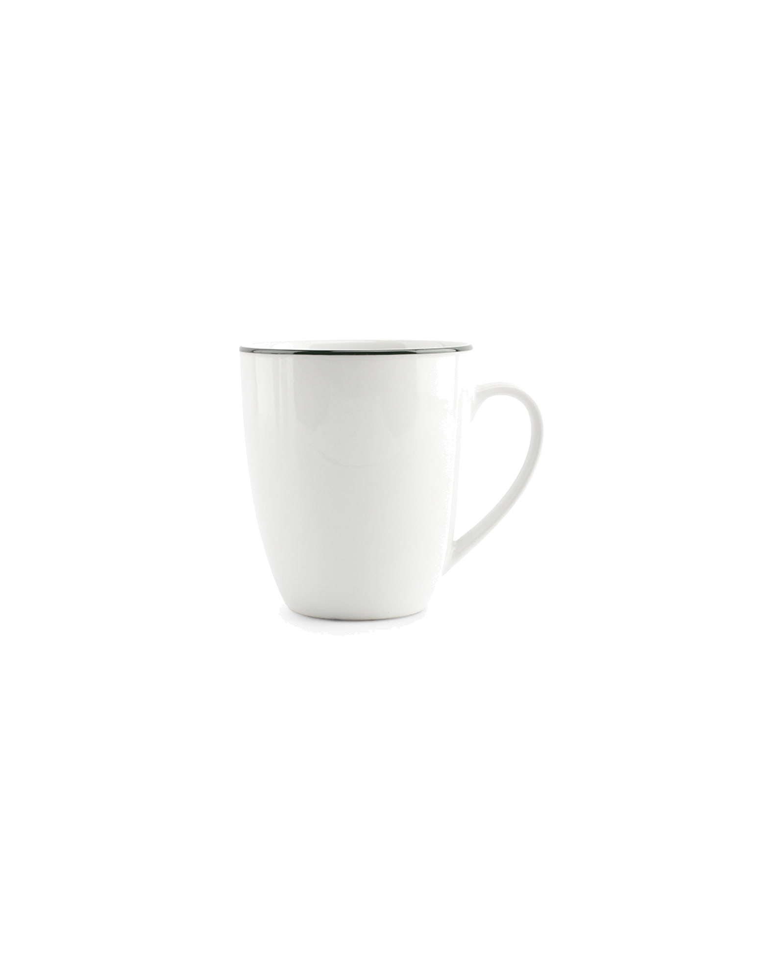 Basic White Becher aus Porzellan, grüner Rand, 380 ml, Ansicht 1