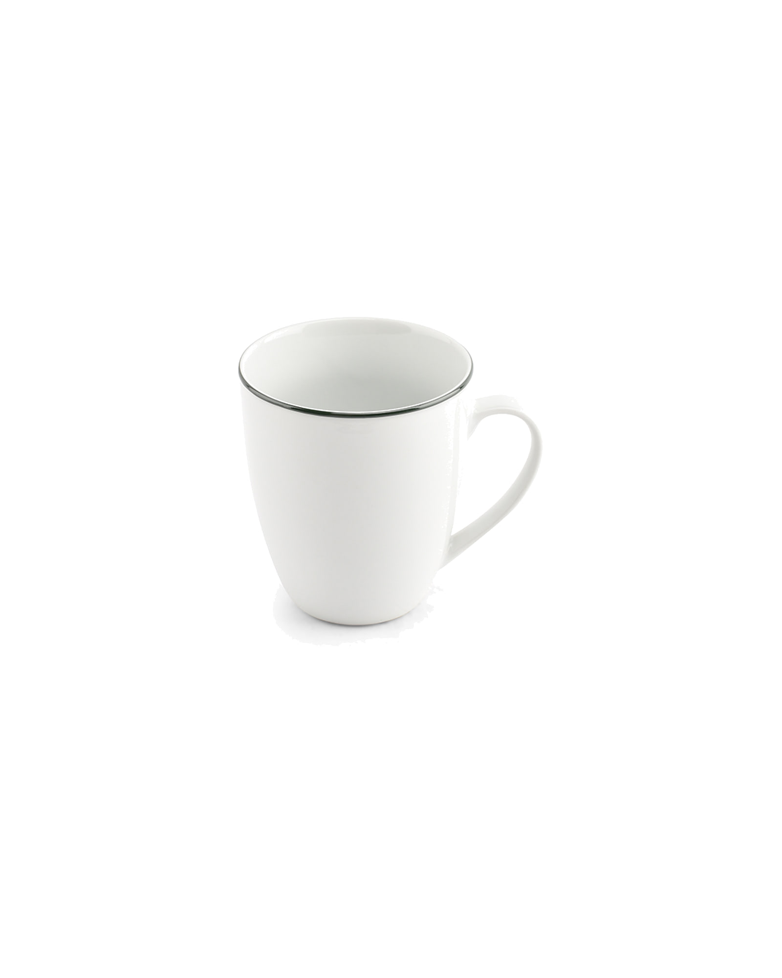 Basic White Becher aus Porzellan, grüner Rand, 380 ml, Ansicht 2