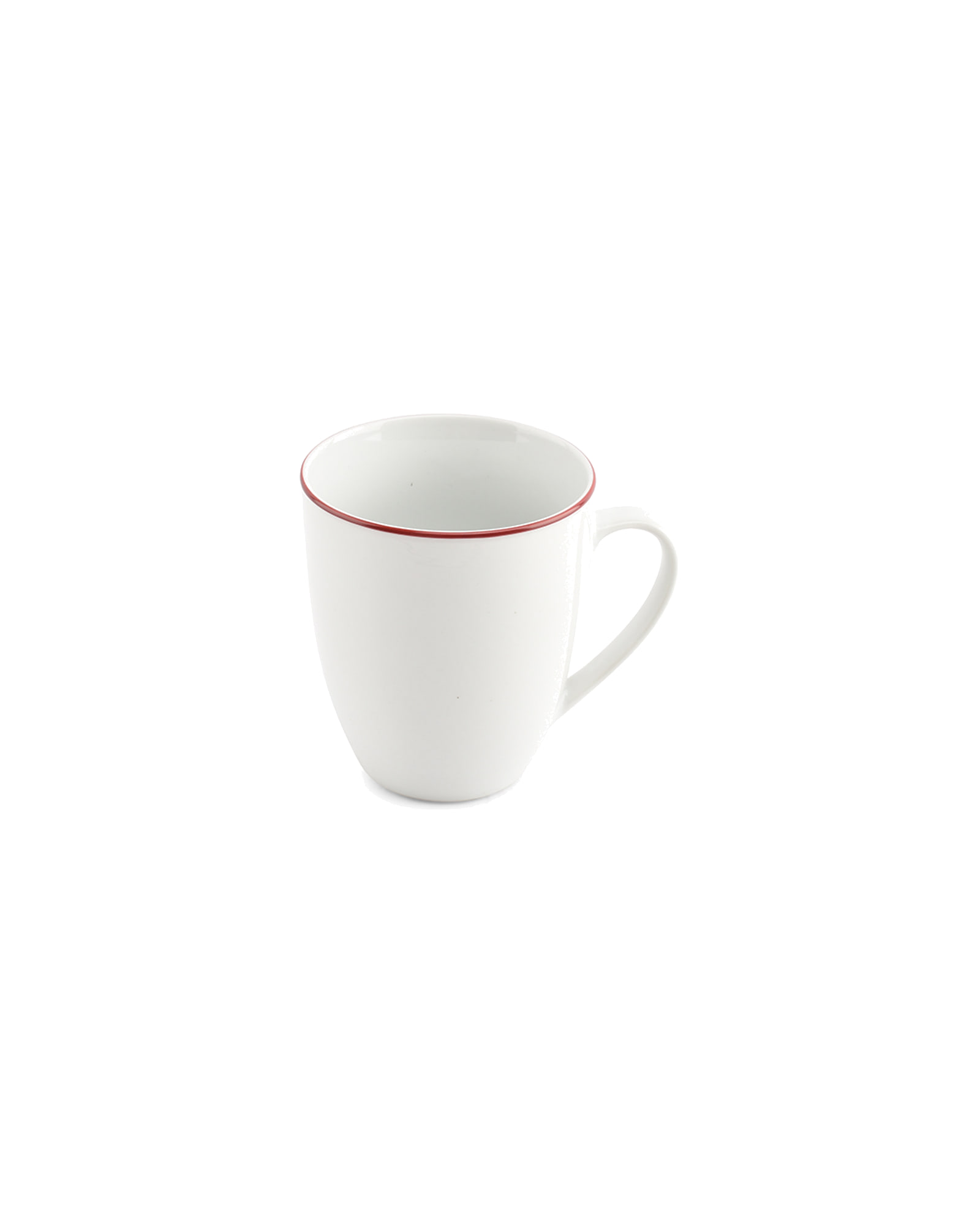 Basic White Becher aus Porzellan, burgunderroter Rand, 380 ml, Ansicht 2