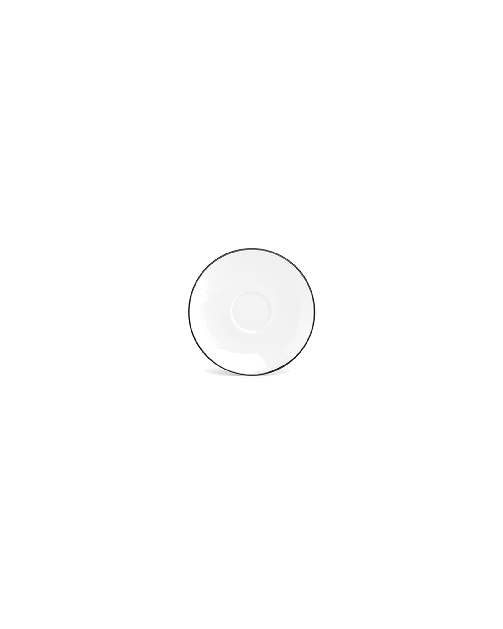 Basic White Mokka-Untertasse aus Porzellan, schwarzer Rand, Ø 12,5 cm, Ansicht 1