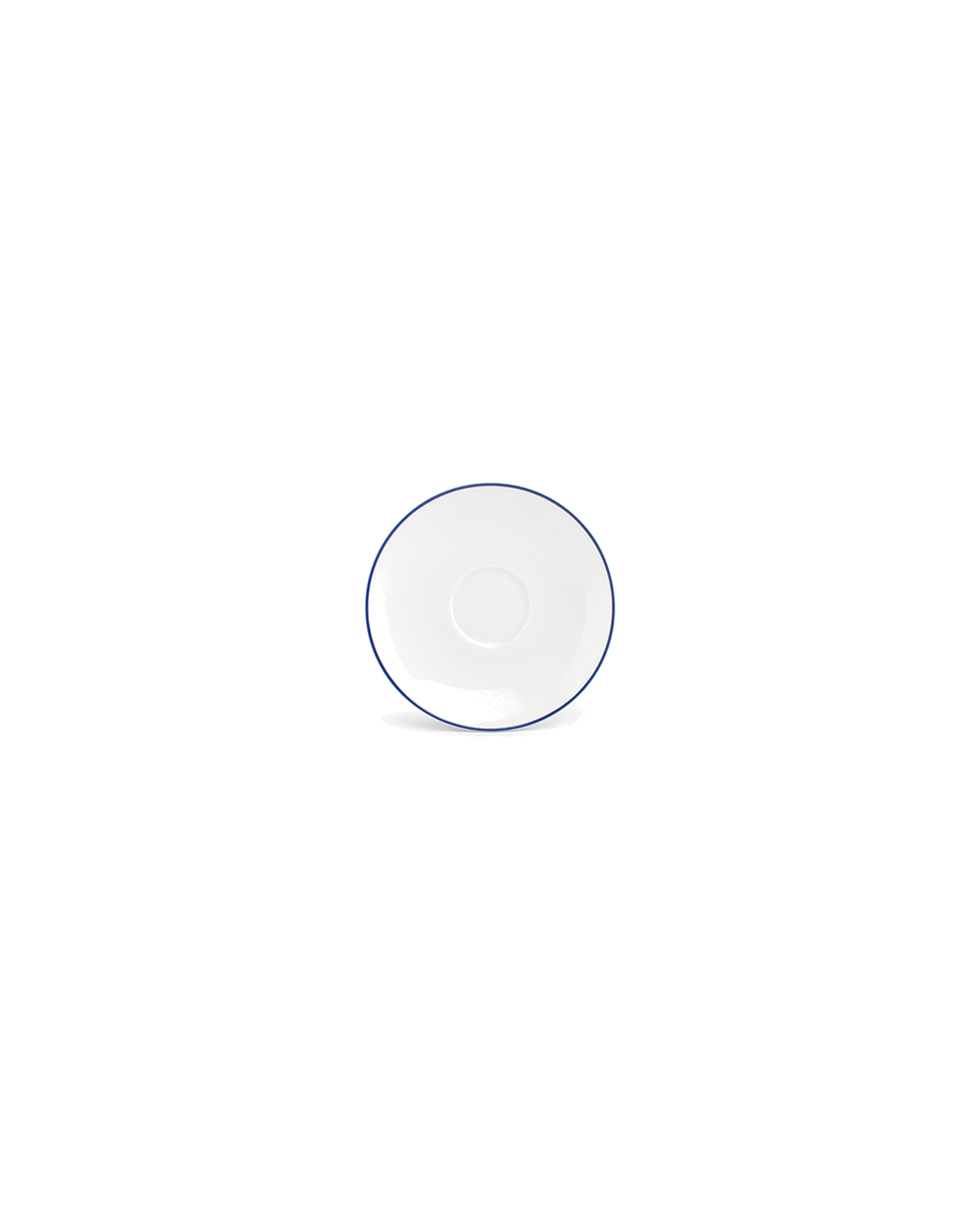 Basic White Mokka-Untertasse aus Porzellan, blauer Rand, Ø 12,5 cm, Ansicht 1