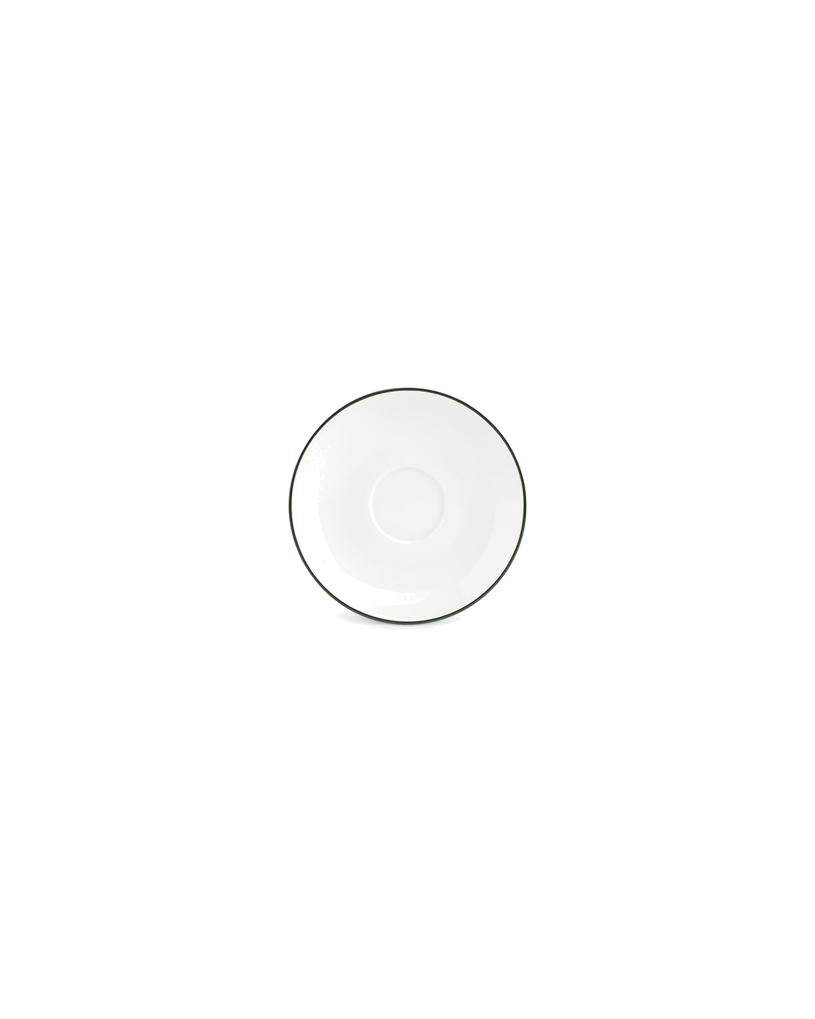 Basic White Mokka-Untertasse aus Porzellan, grüner Rand, Ø 12,5 cm, Ansicht 1