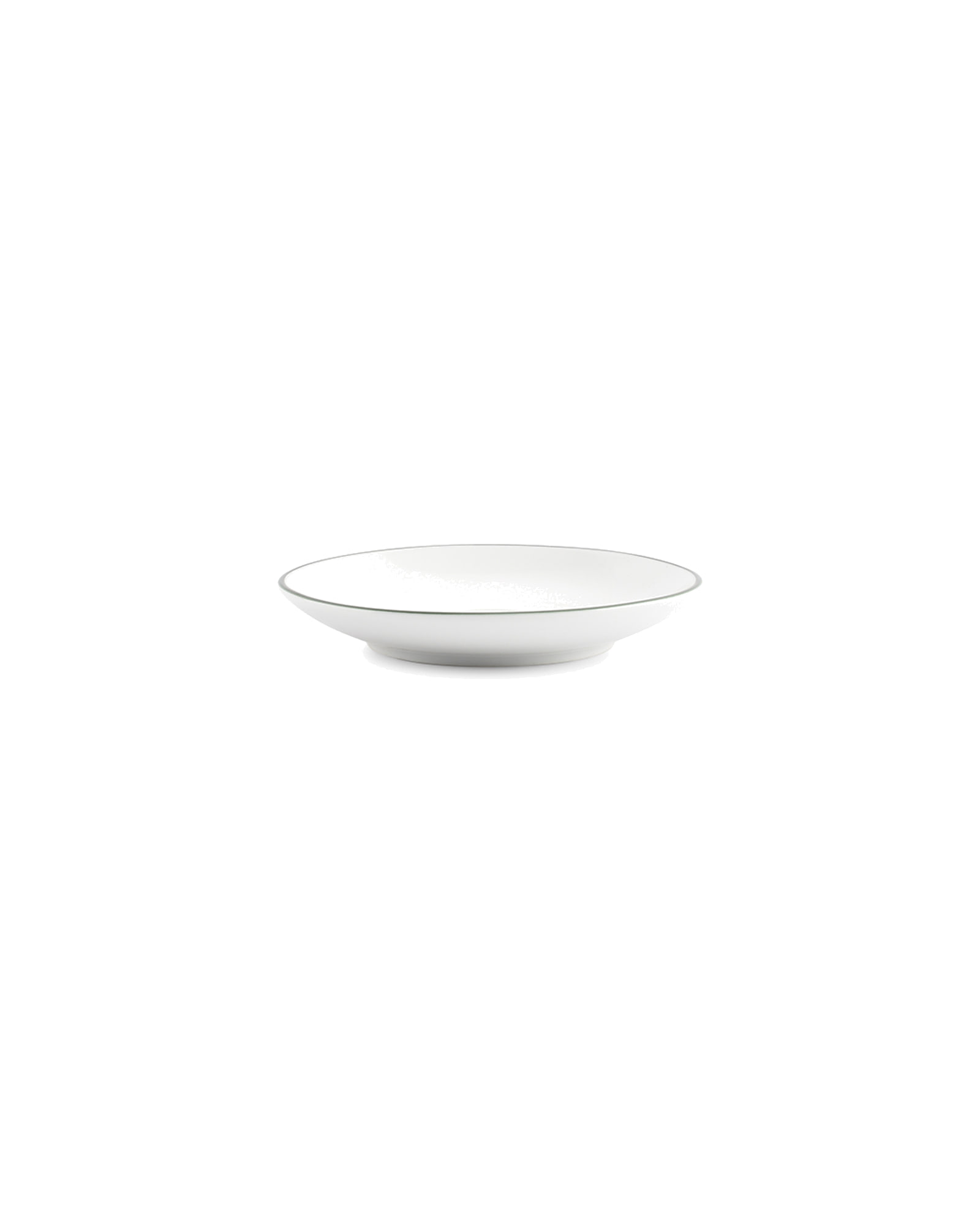 Basic White Mokka-Untertasse aus Porzellan, grüner Rand, Ø 12,5 cm, Ansicht 2