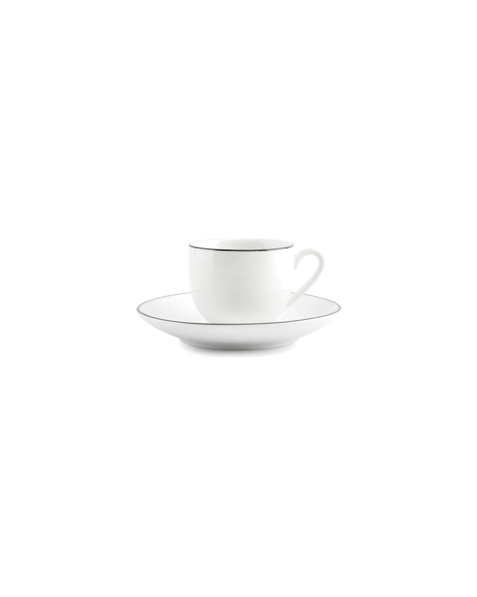 Basic White Mokka-Untertasse aus Porzellan, grüner Rand, Ø 12,5 cm, Ansicht 3