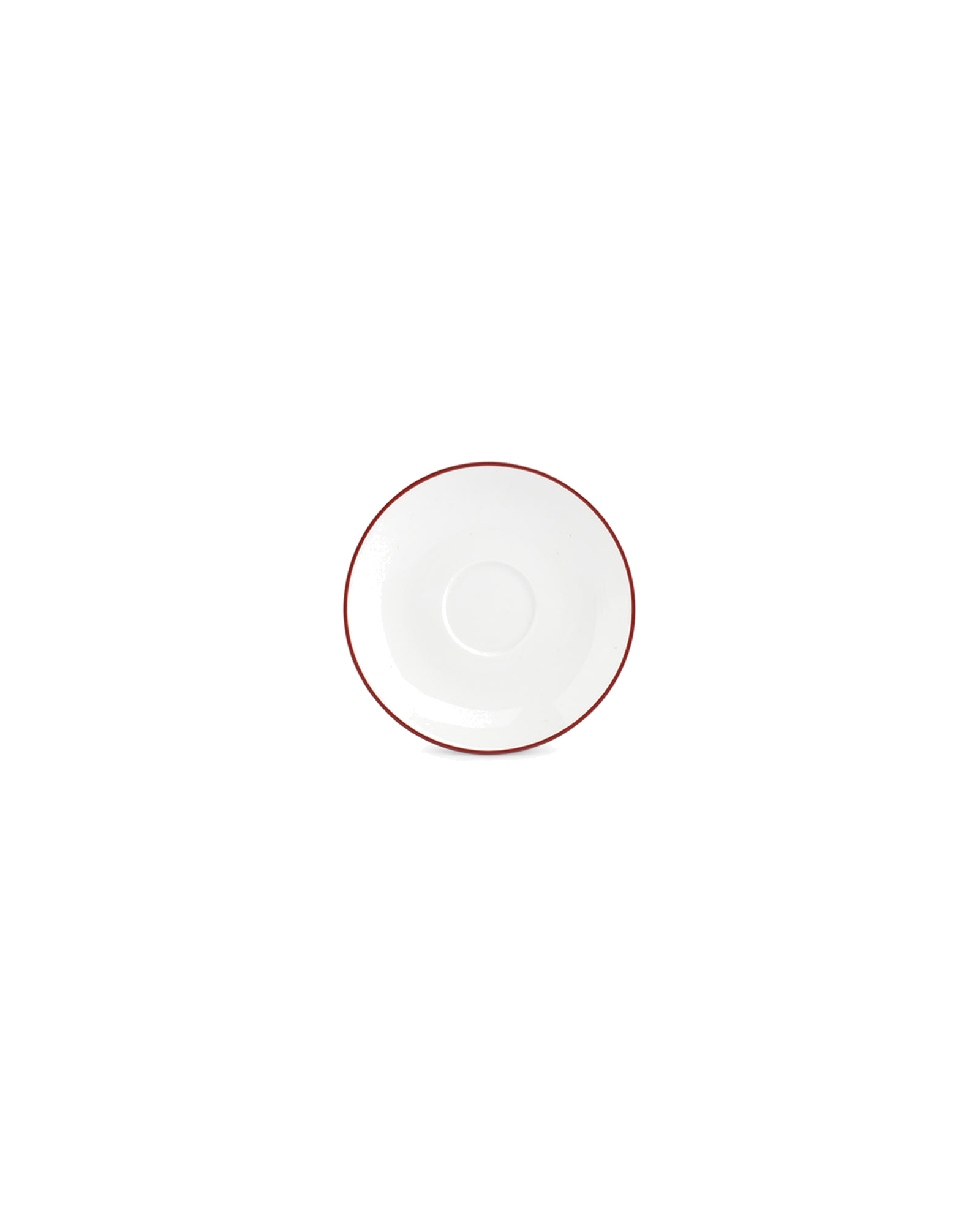 Basic White Mokka-Untertasse aus Porzellan, burgunderroter Rand, Ø 12,5 cm, Ansicht 1