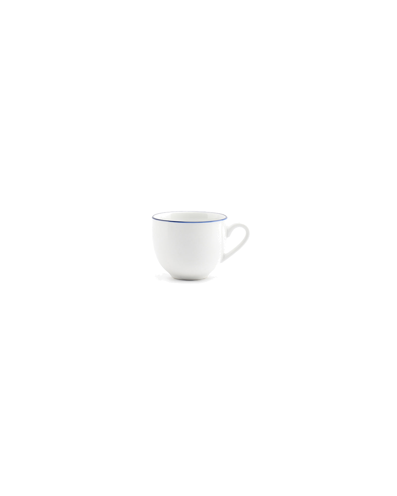 Basic White Mokkatasse aus Porzellan, blauer Rand, 100 ml, Ansicht 1