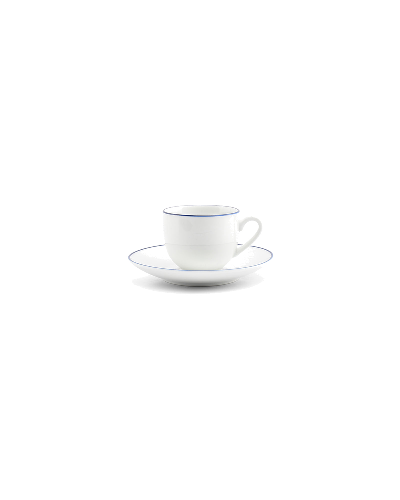 Basic White Mokkatasse aus Porzellan, blauer Rand, 100 ml, Ansicht 3
