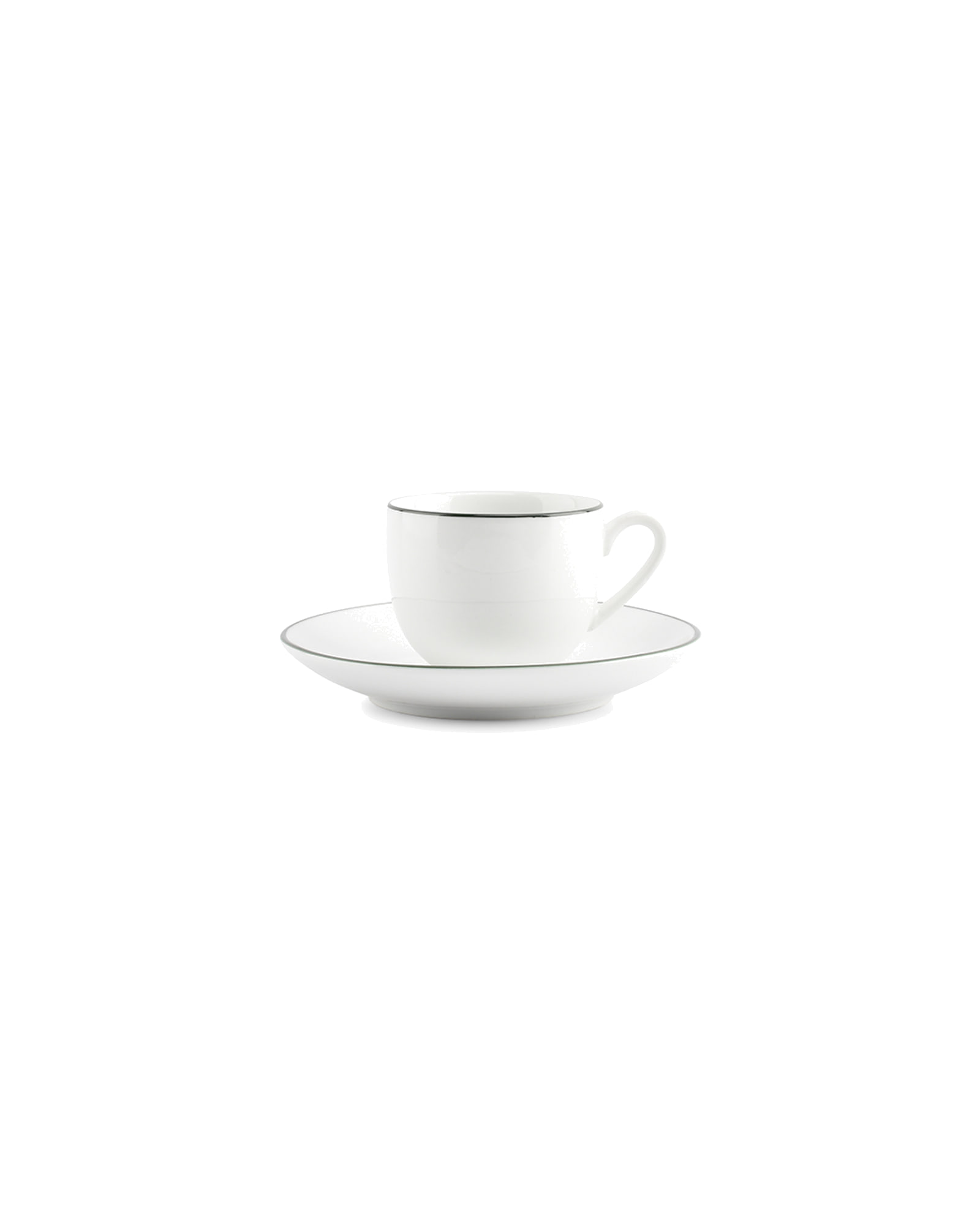 Basic White Mokkatasse aus Porzellan, grüner Rand, 100 ml, Ansicht 3