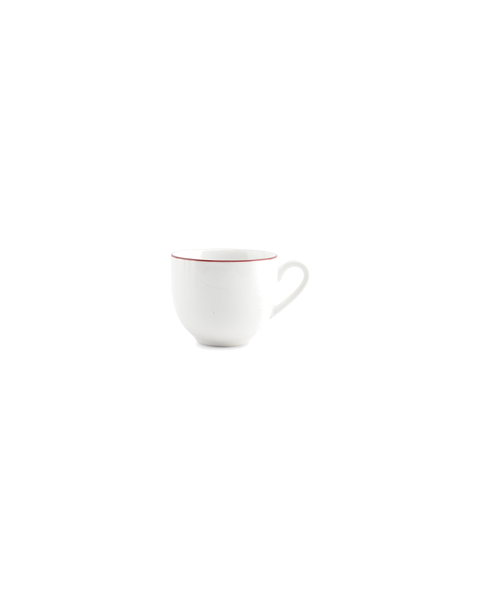 Basic White Mokkatasse aus Porzellan, burgunderroter Rand, 100 ml, Ansicht 1