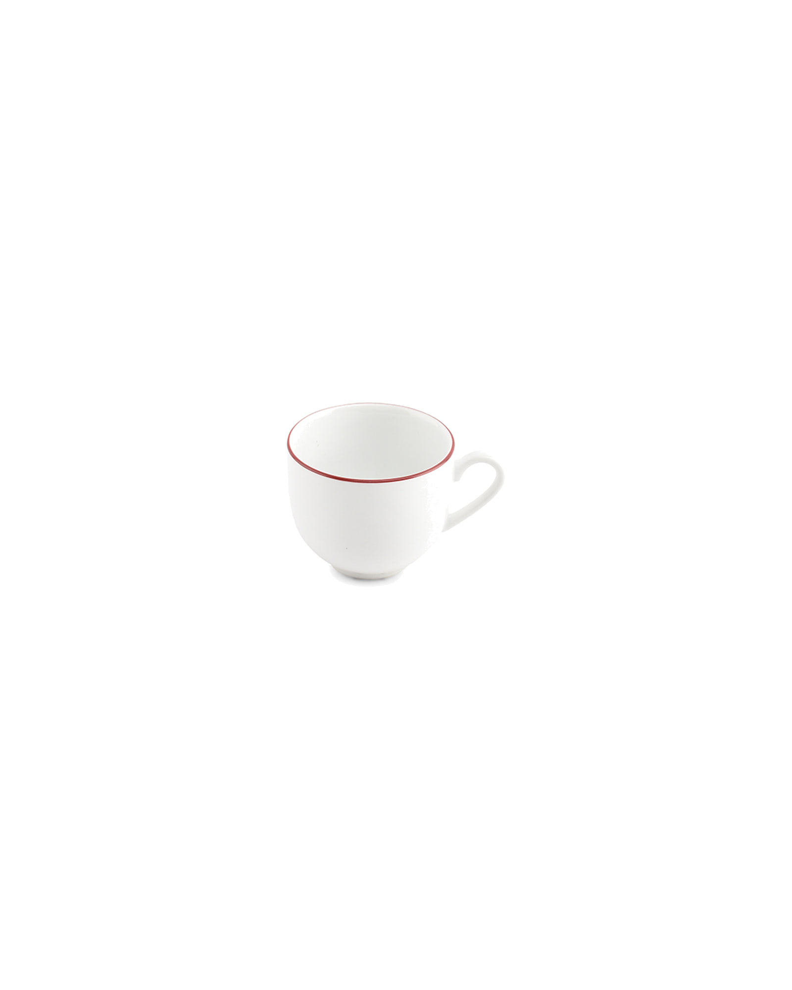 Basic White Mokkatasse aus Porzellan, burgunderroter Rand, 100 ml, Ansicht 2