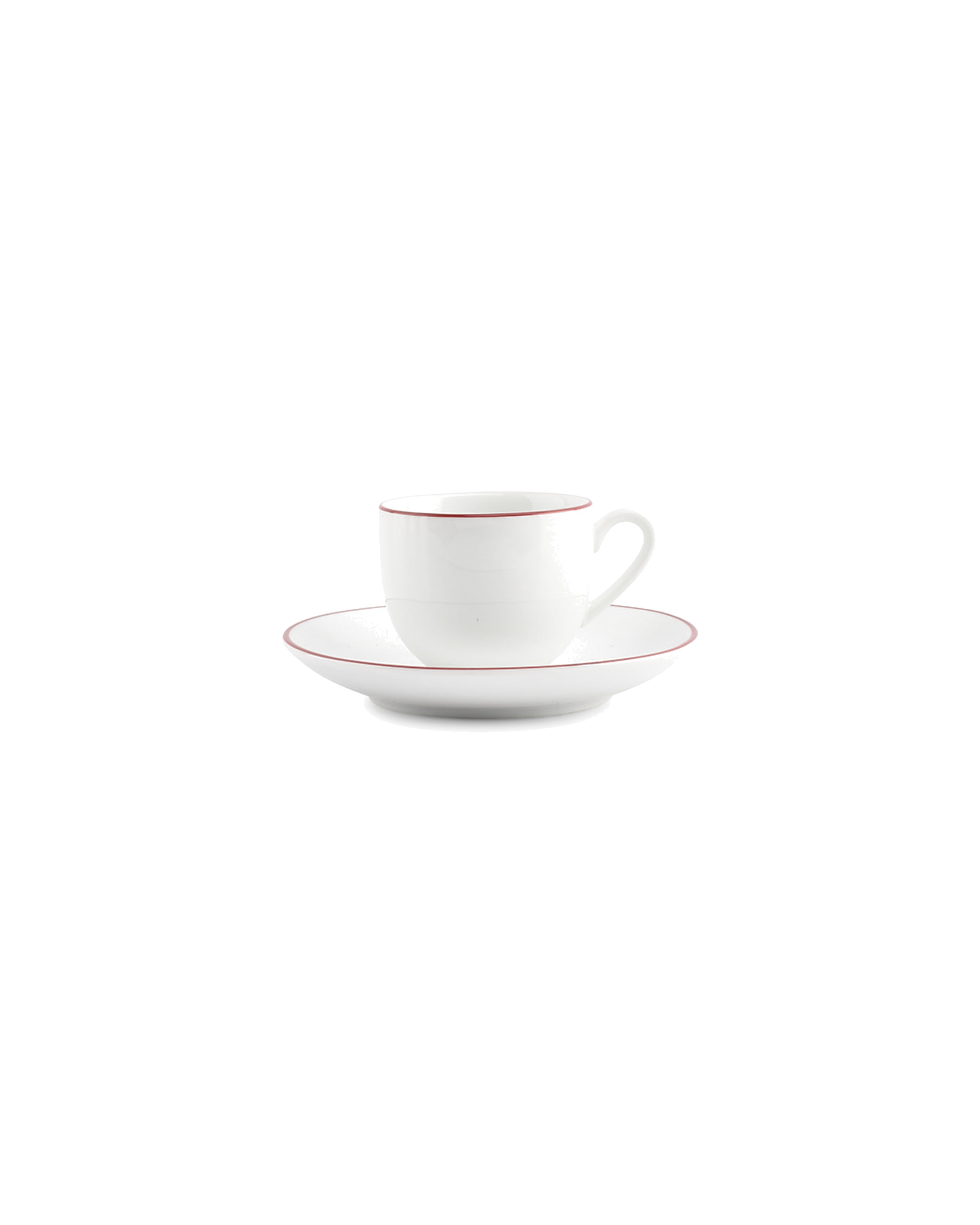 Basic White Mokkatasse aus Porzellan, burgunderroter Rand, 100 ml, Ansicht 3
