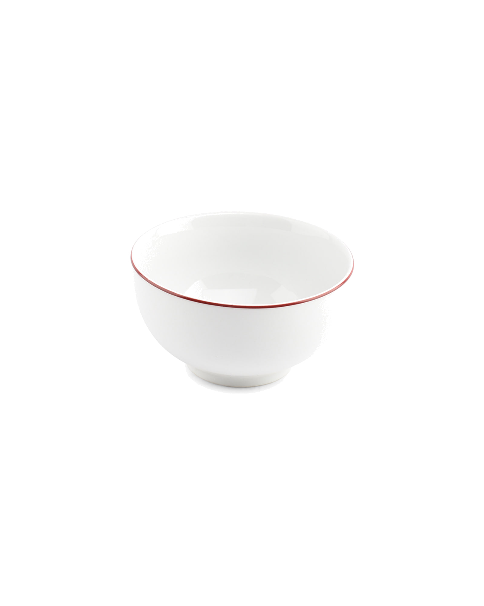 Basic White Schale aus Porzellan, burgunderroter Rand, Ø 14 cm, Ansicht 2