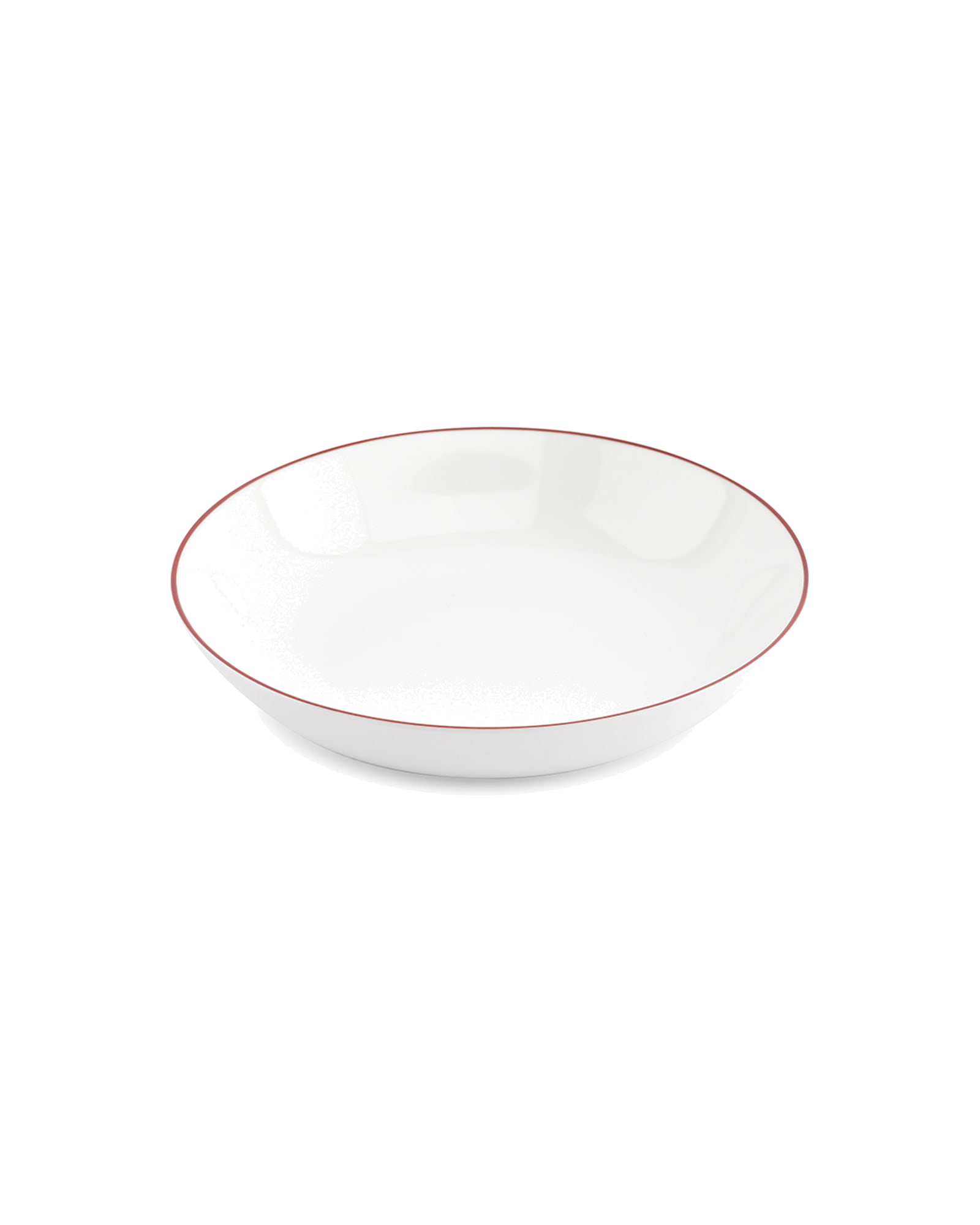 Basic White Schale aus Porzellan, Coupe burgunderroter Rand, Ø 21 cm, H 4 cm, Ansicht 1