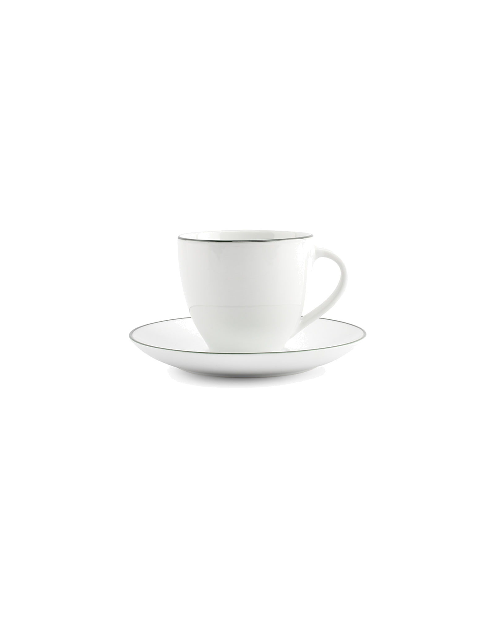 Basic White Tasse aus Porzellan, grüner Rand, 200 ml, Ansicht 3