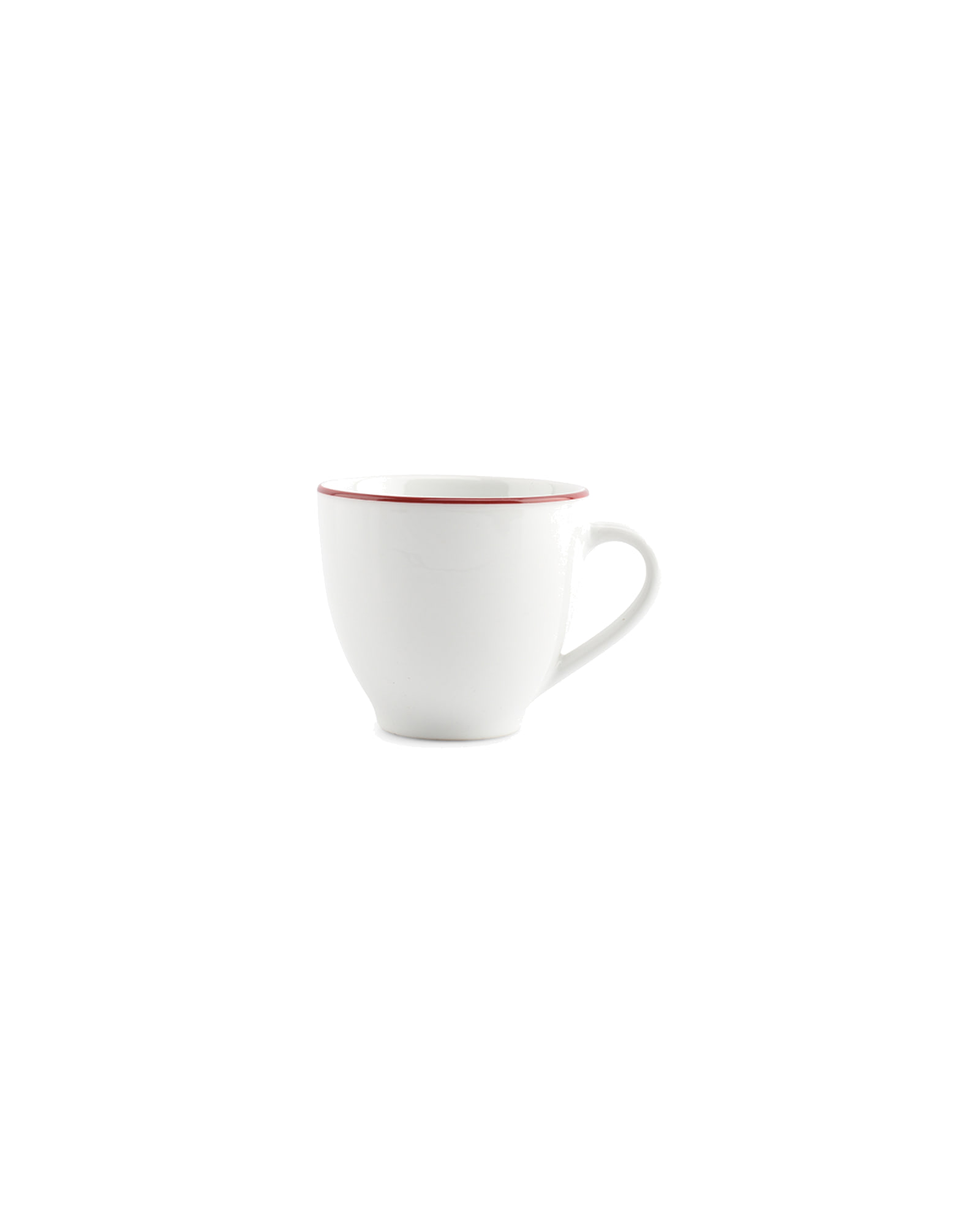 Basic White Tasse aus Porzellan, burgunderroter Rand, 200 ml, Ansicht 1
