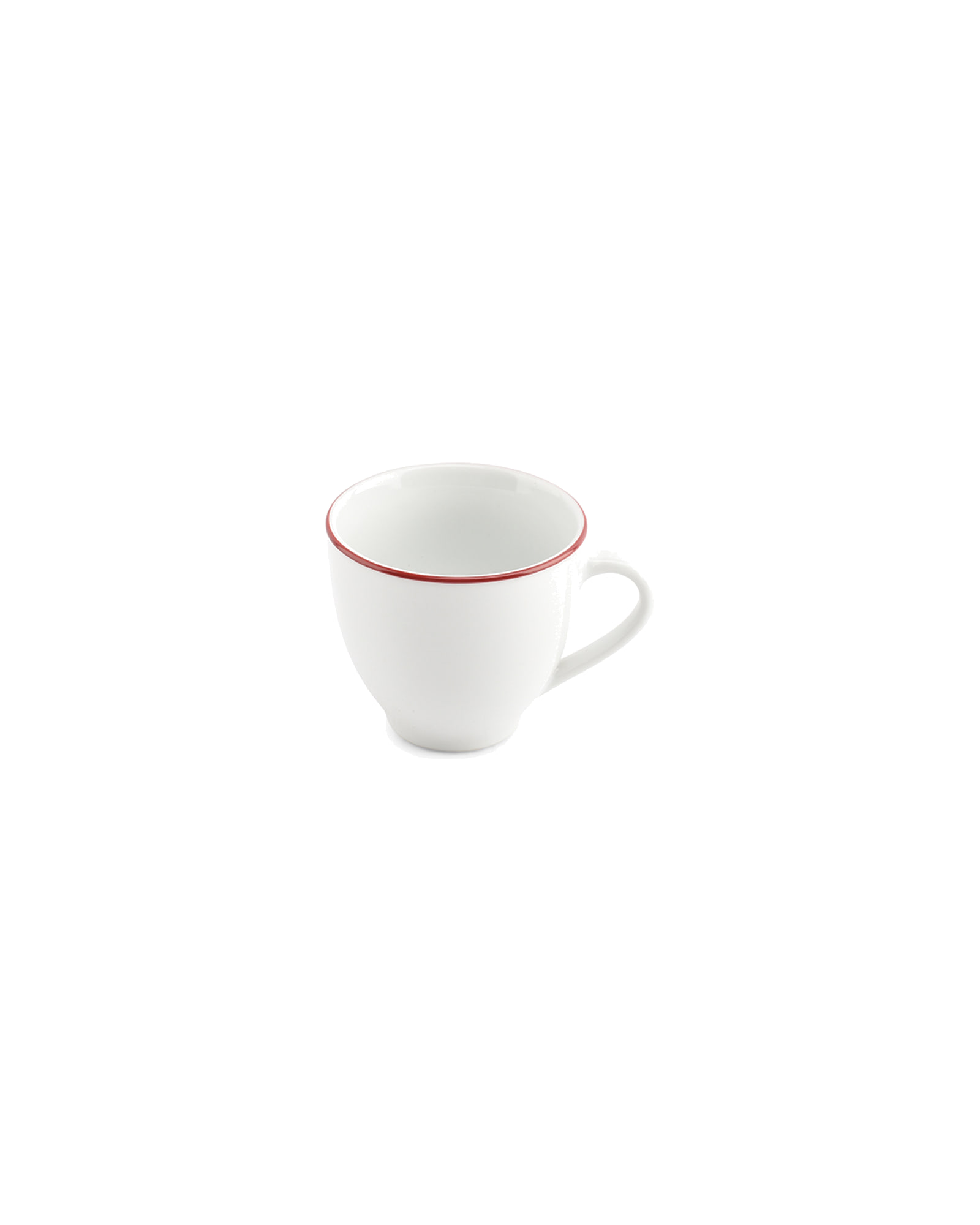 Basic White Tasse aus Porzellan, burgunderroter Rand, 200 ml, Ansicht 2