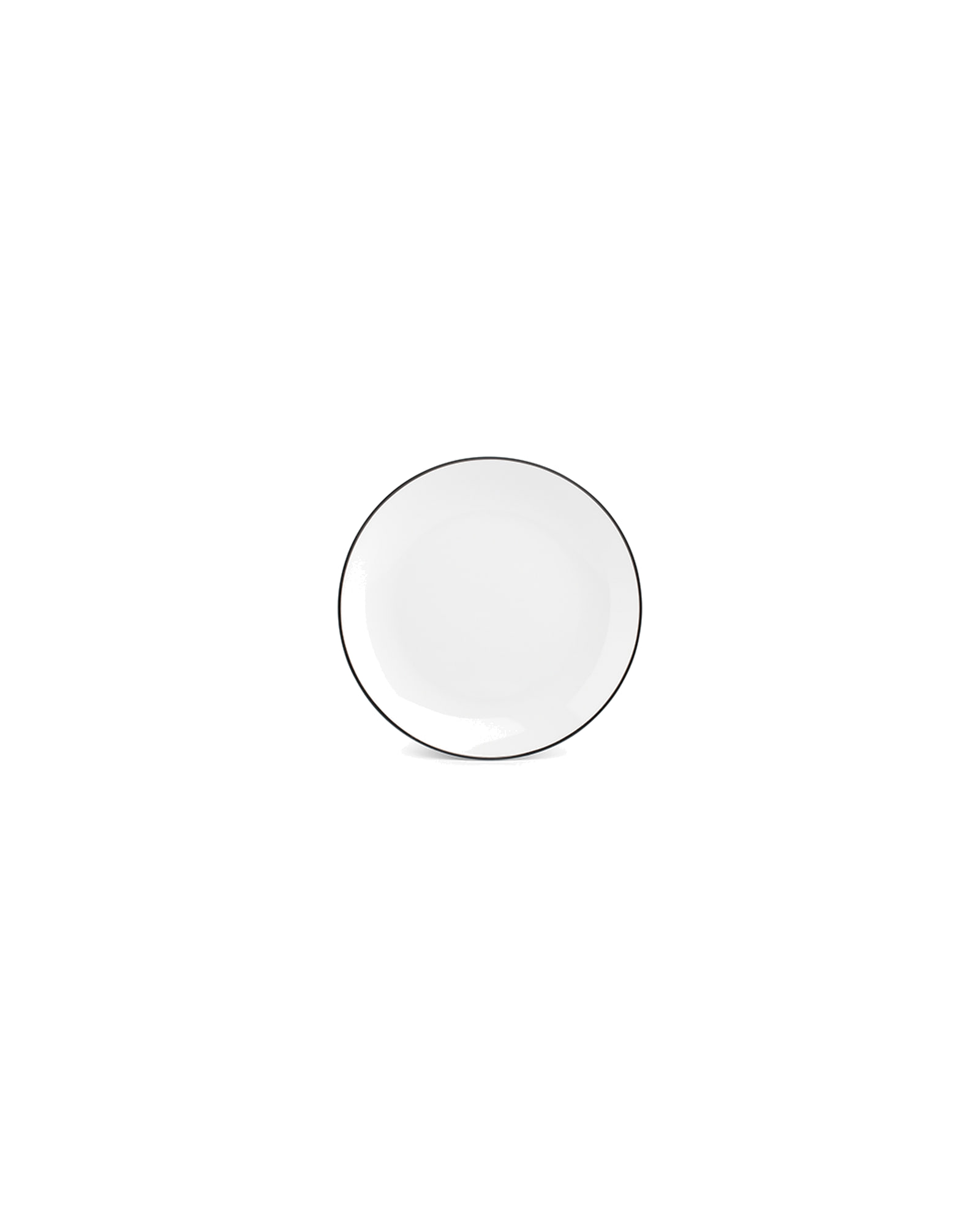 Basic White Teller aus Porzellan, Coupe schwarzer Rand, Ø 15 cm, Ansicht 1