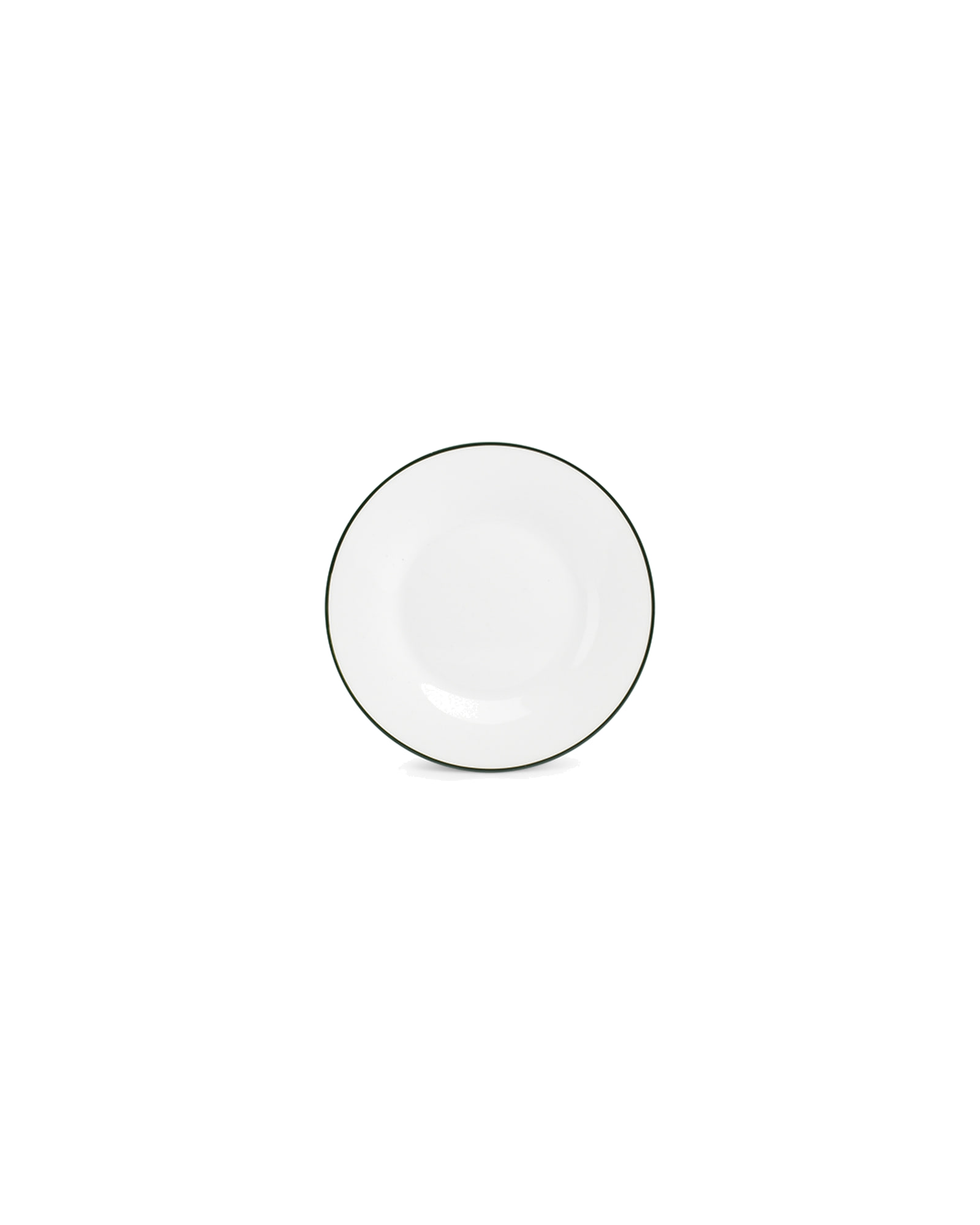 Basic White Teller aus Porzellan, grüner Rand, Ø 15 cm, Ansicht 1