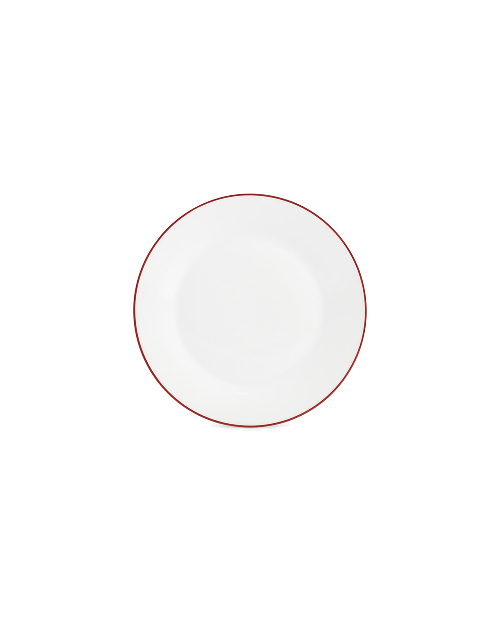 Basic White Teller aus Porzellan, burgunderroter Rand, Ø 20 cm, Ansicht 1