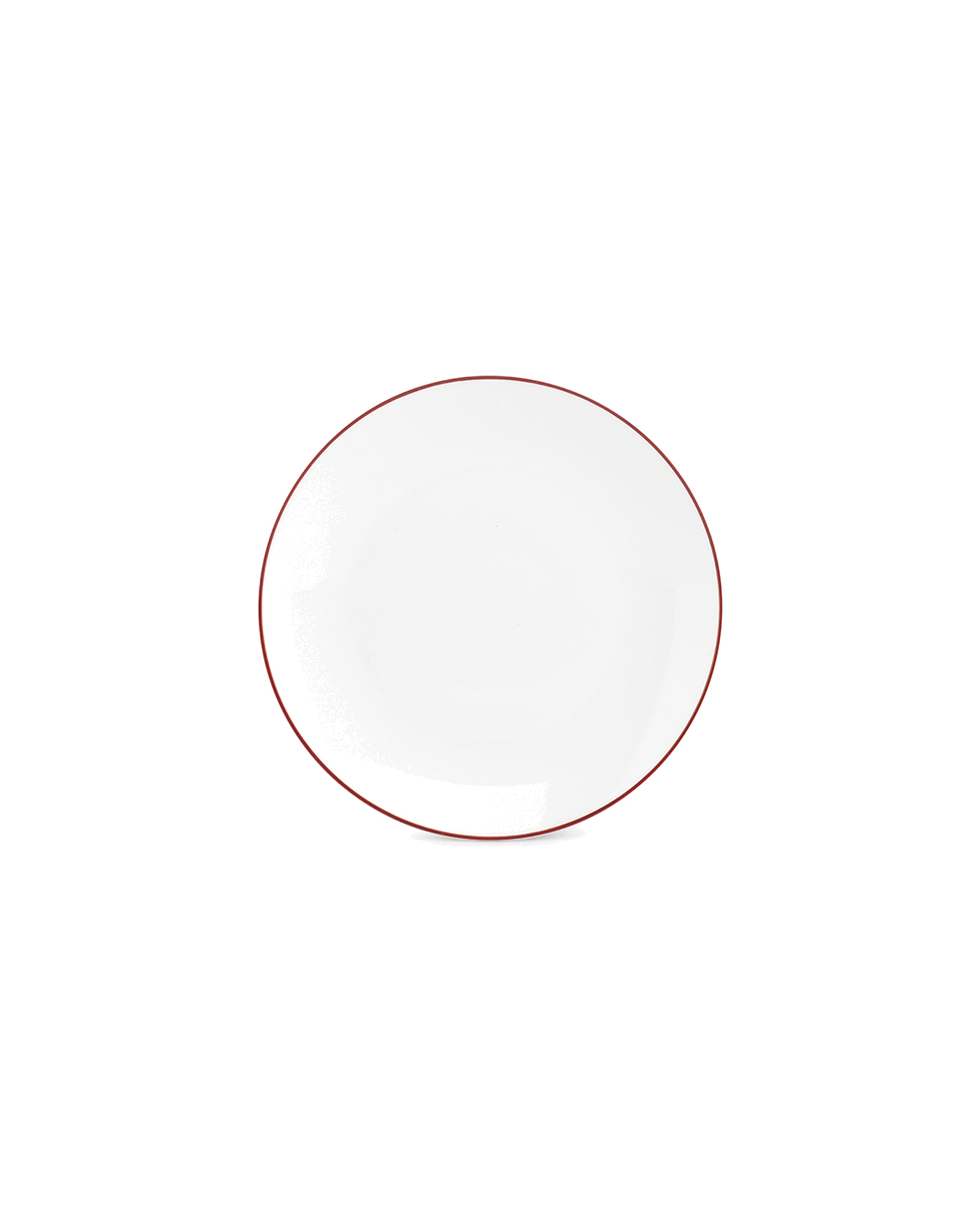Basic White Teller aus Porzellan, Coupe burgunderroter Rand, Ø 20,5 cm, Ansicht 1