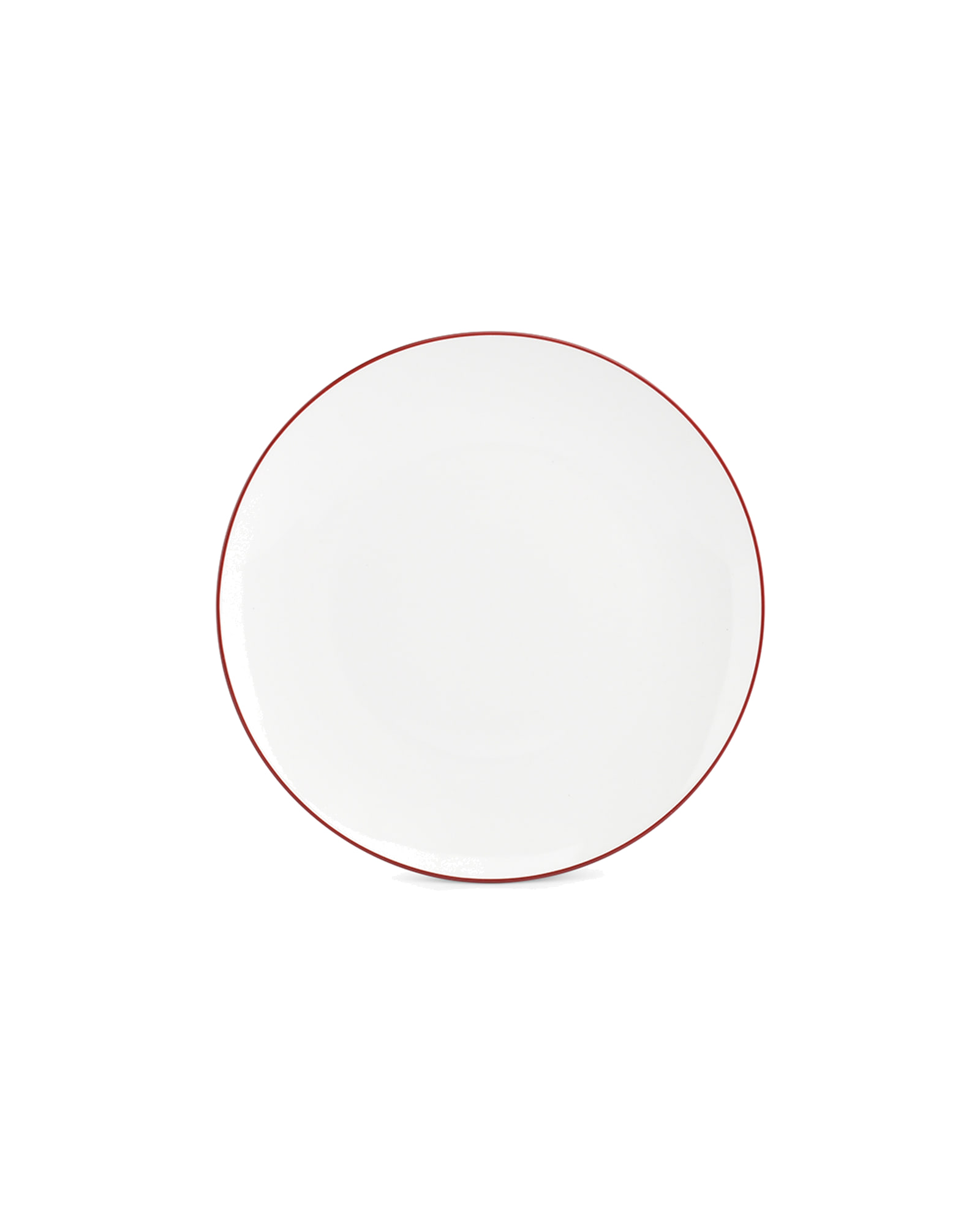 Basic White Teller aus Porzellan, Coupe burgunderroter Rand, Ø 24 cm, Ansicht 1