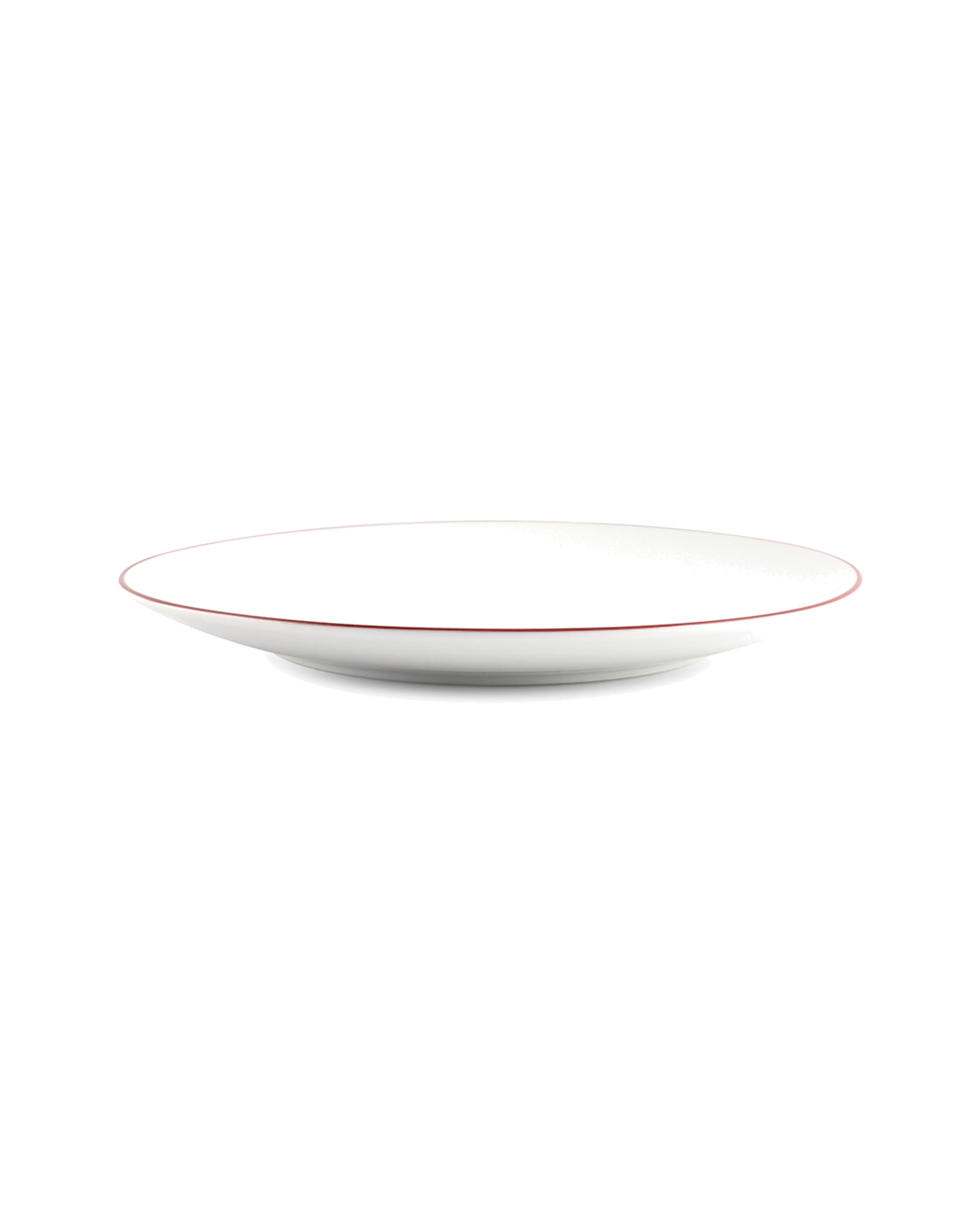 Basic White Teller aus Porzellan, Coupe burgunderroter Rand, Ø 24 cm, Ansicht 2