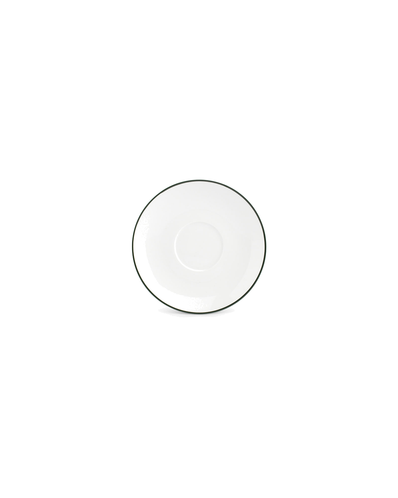 Basic White Untertasse aus Porzellan, grüner Rand, Ø 14,5 cm, Ansicht 1