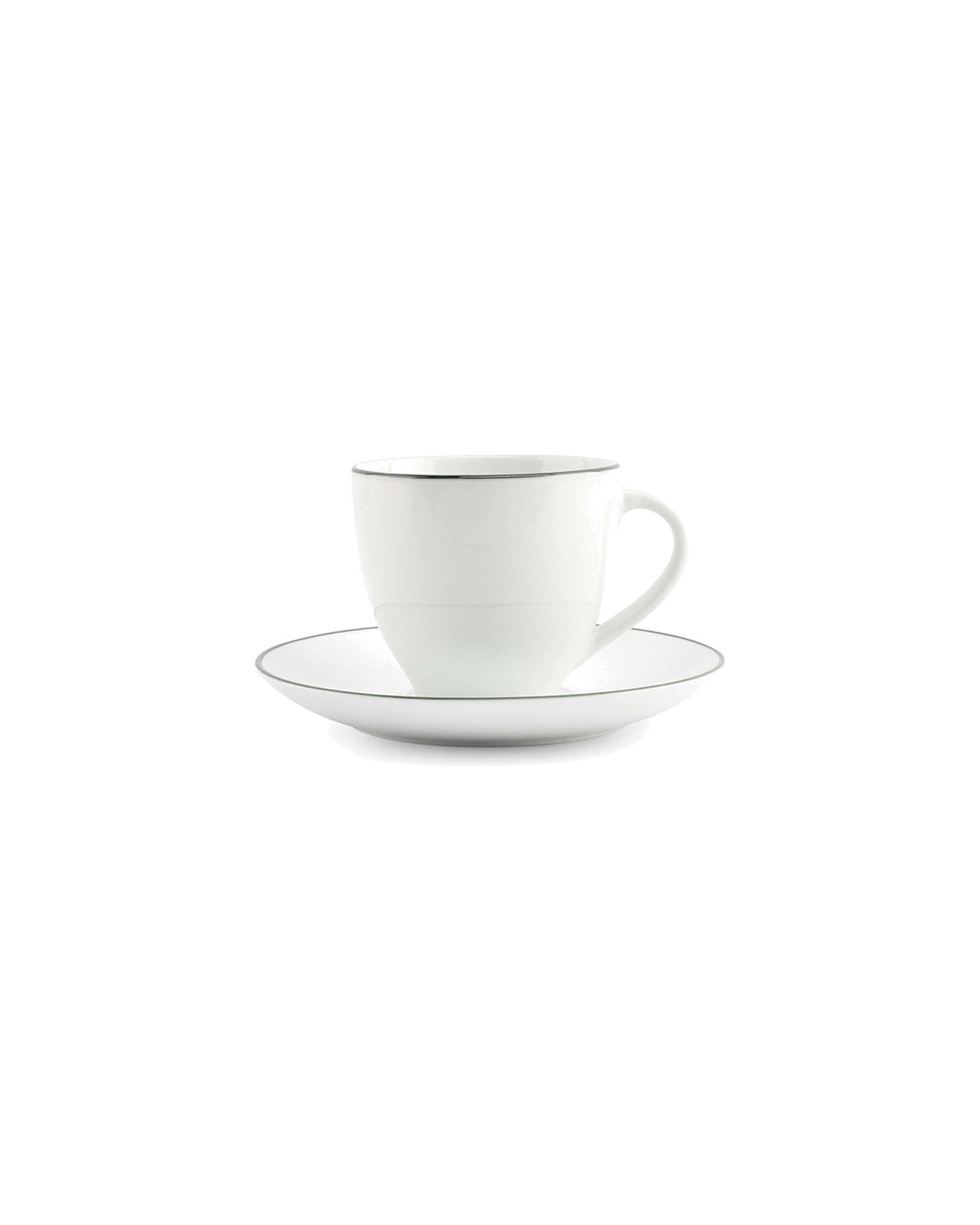 Basic White Untertasse aus Porzellan, grüner Rand, Ø 14,5 cm, Ansicht 3