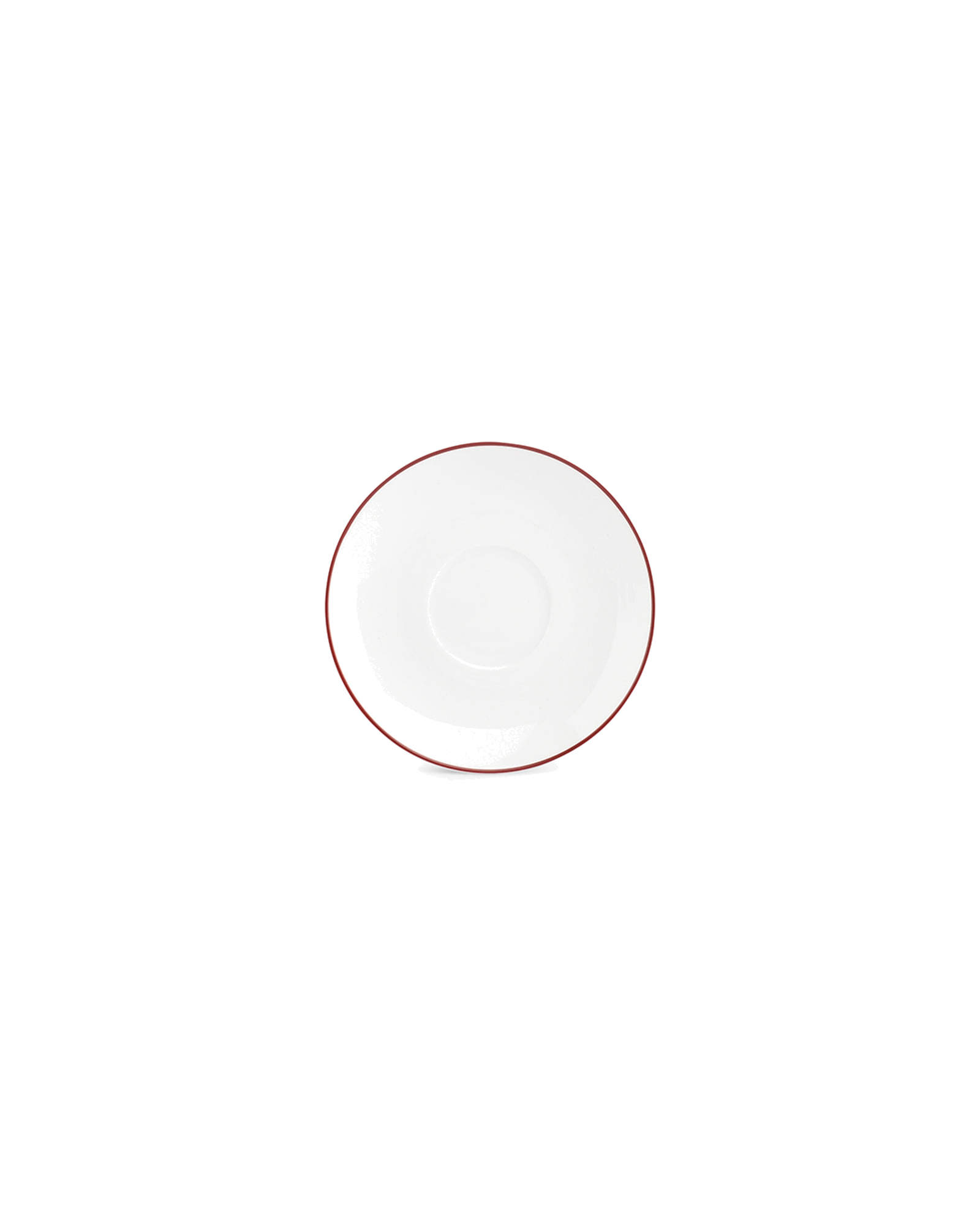 Basic White Untertasse aus Porzellan, burgunderroter Rand, Ø 14,5 cm, Ansicht 1