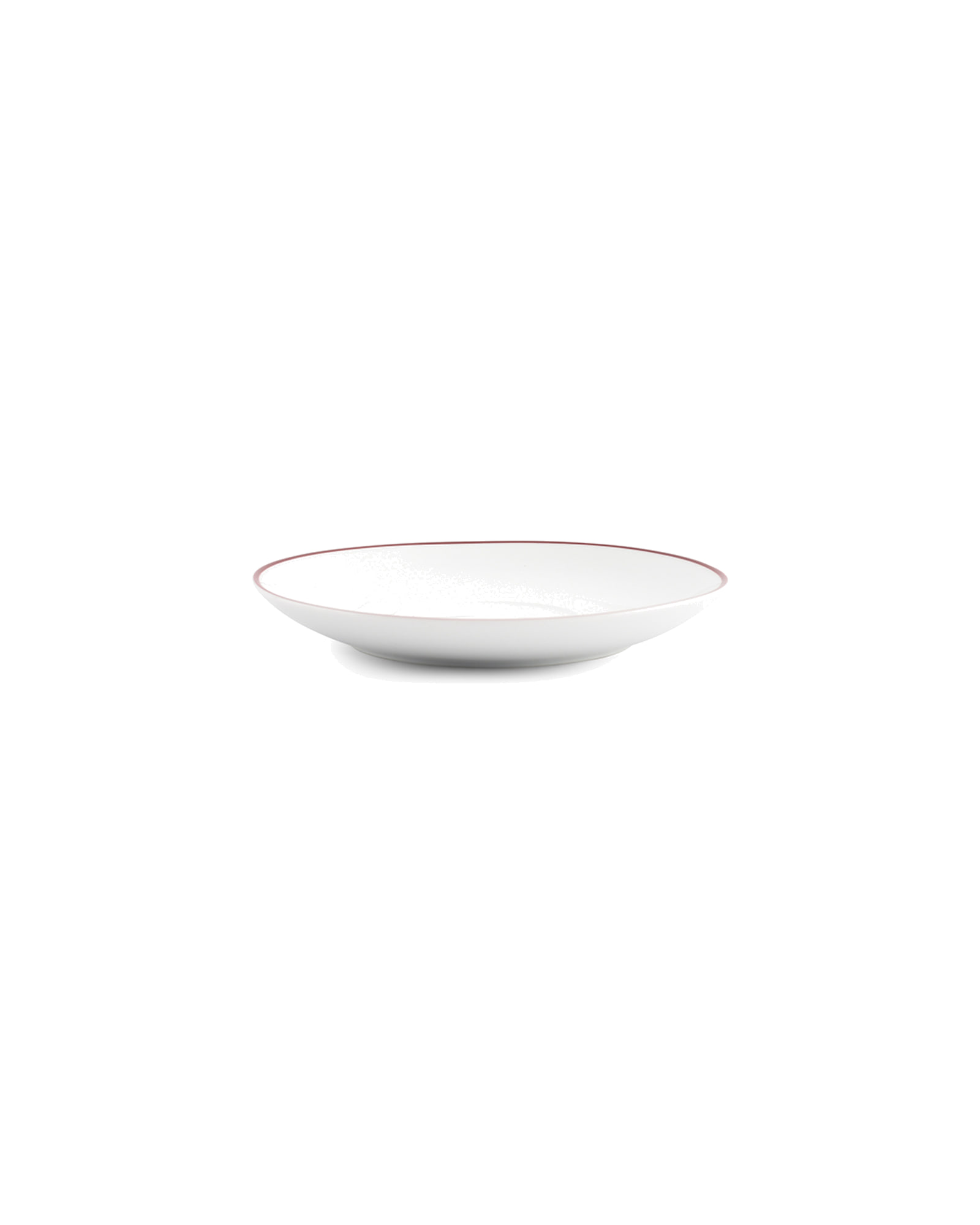 Basic White Untertasse aus Porzellan, burgunderroter Rand, Ø 14,5 cm, Ansicht 2