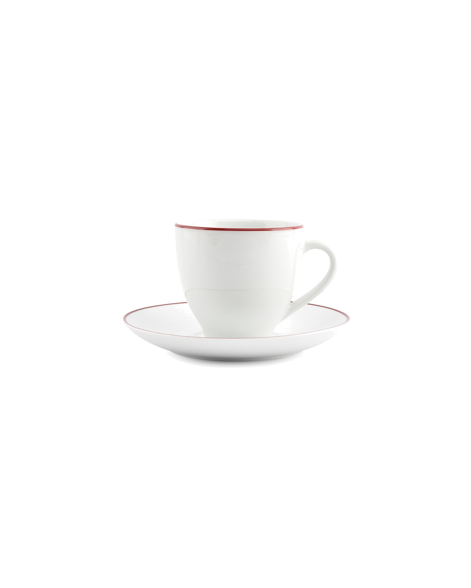 Basic White Untertasse aus Porzellan, burgunderroter Rand, Ø 14,5 cm, Ansicht 3