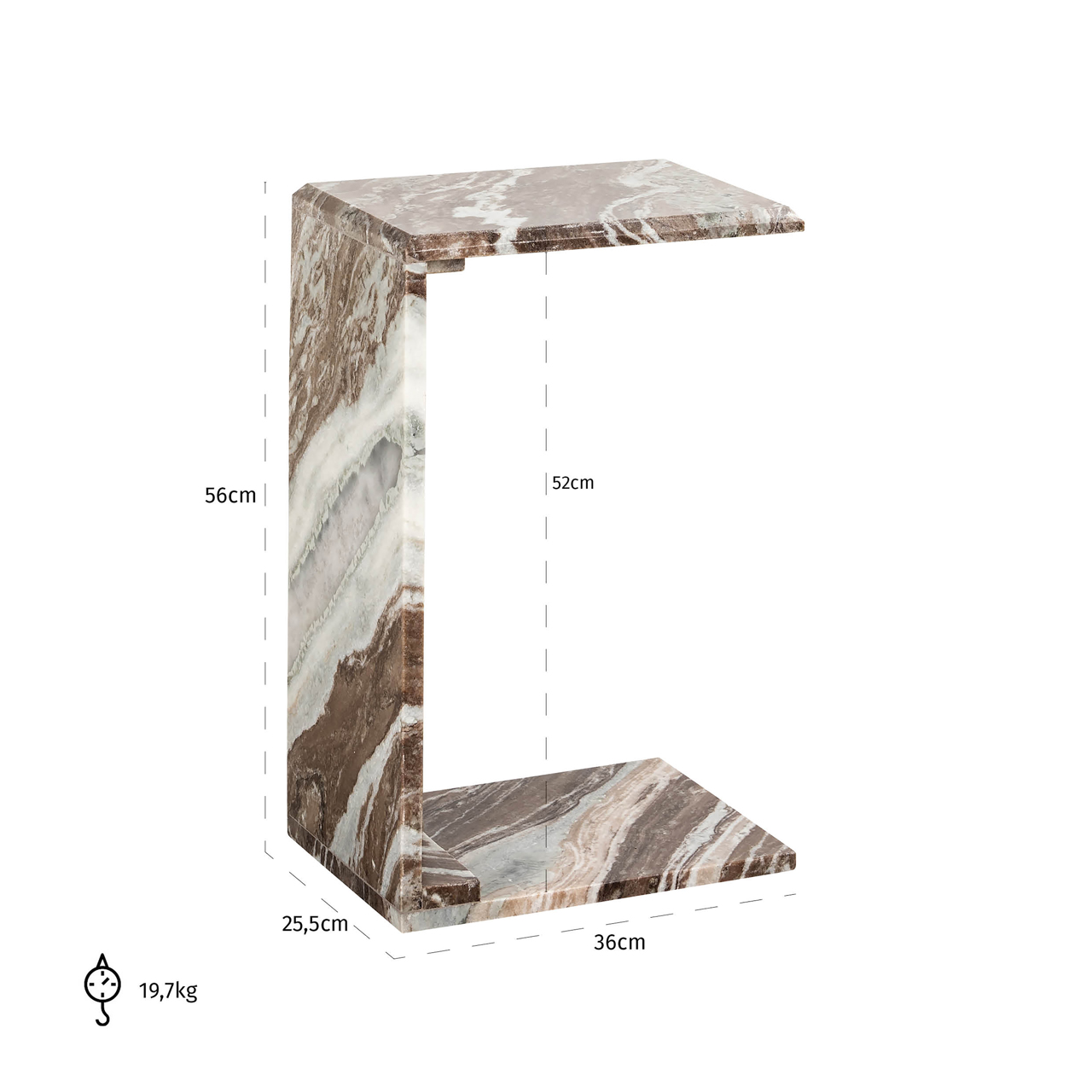 Beistelltisch Tovek, Blush Beige von Richmond Interiors, Maßzeichnung 6