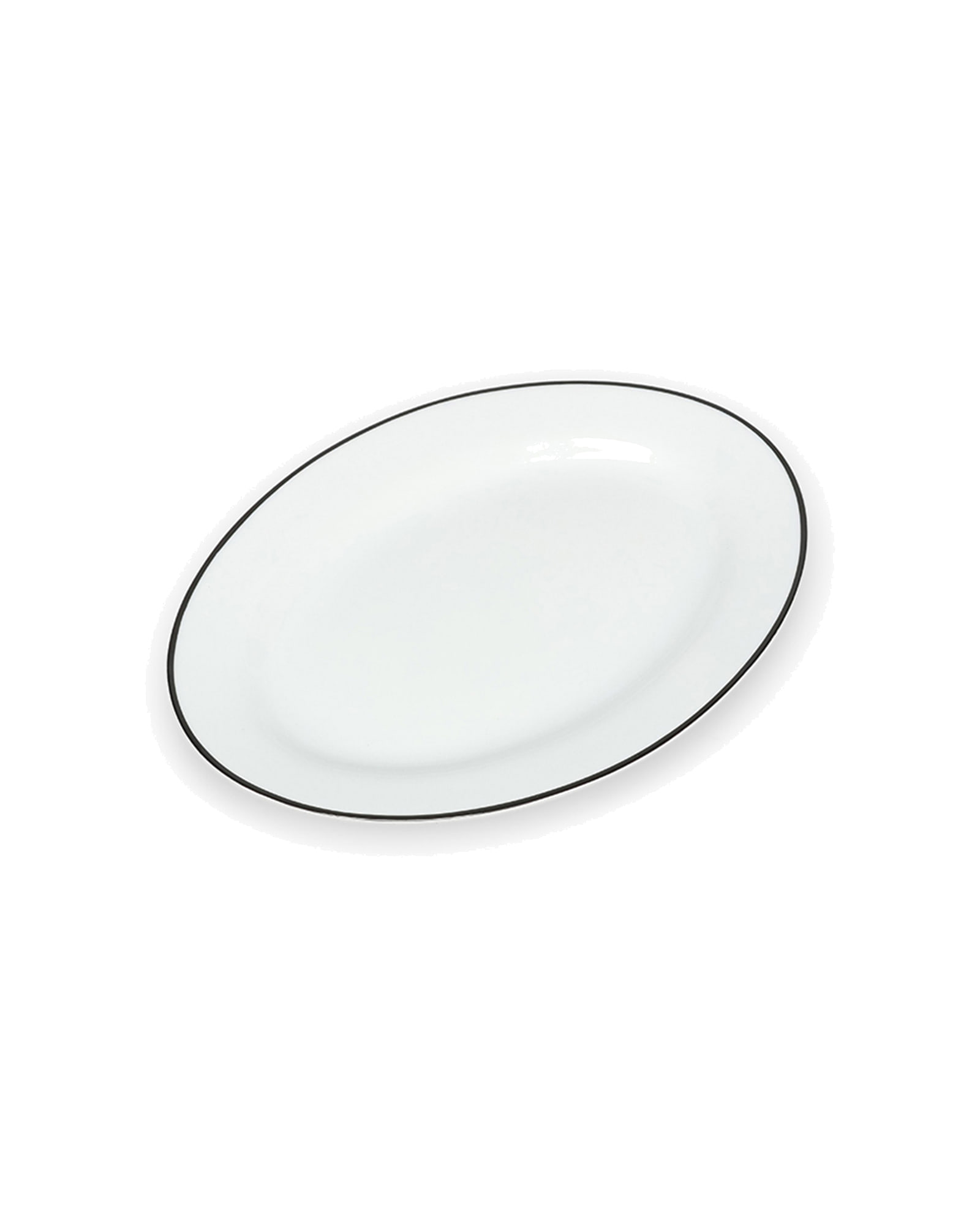 Bistro Servierschale aus Porzellan, oval, schwarzer Rand, 24,5 × 17,5 cm