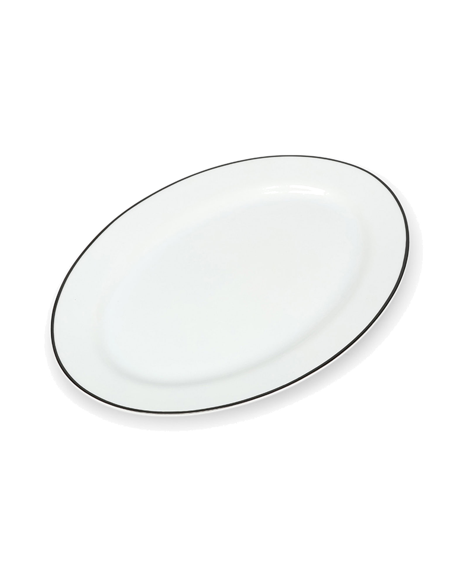 Bistro Servierschale aus Porzellan, oval, schwarzer Rand, 30,5 × 20,5 cm, H 2,5 cm