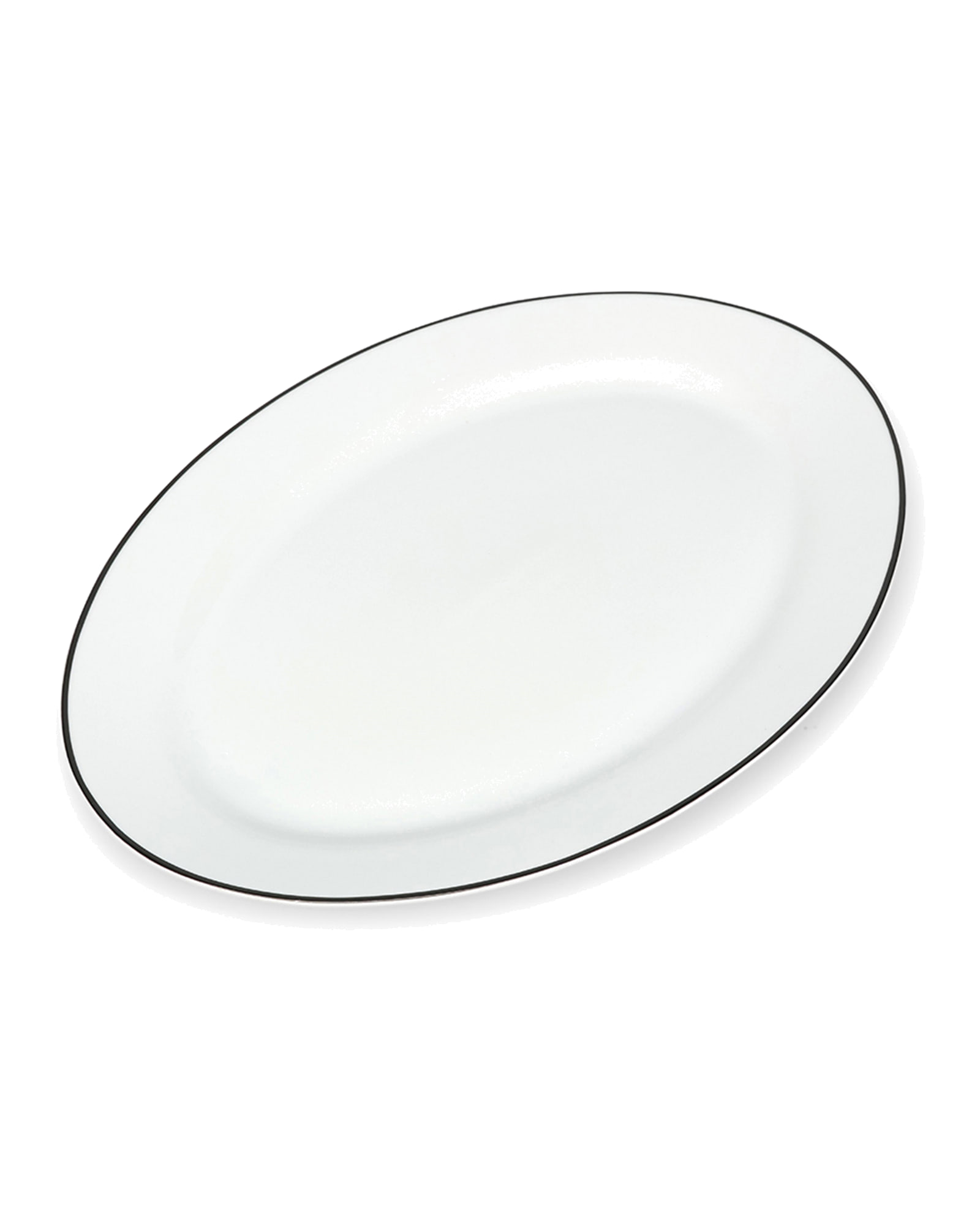 Bistro Servierschale aus Porzellan, oval, schwarzer Rand, 35 × 24 cm, H 2,5 cm