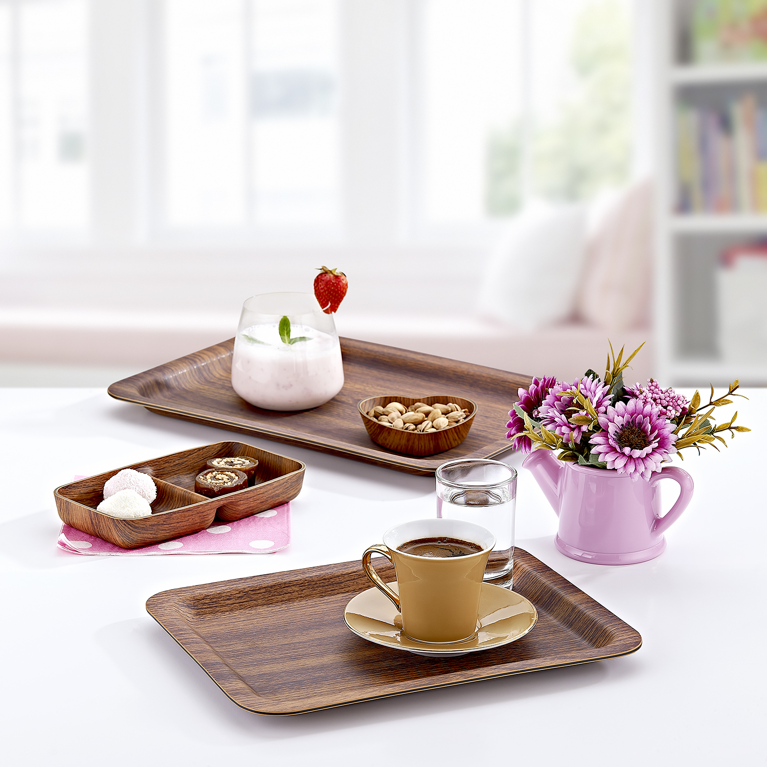 Buffet Menüteller mit 2 Fächern, Braun, 17,5 × 10 cm, 2 Fächer, Ansicht 2