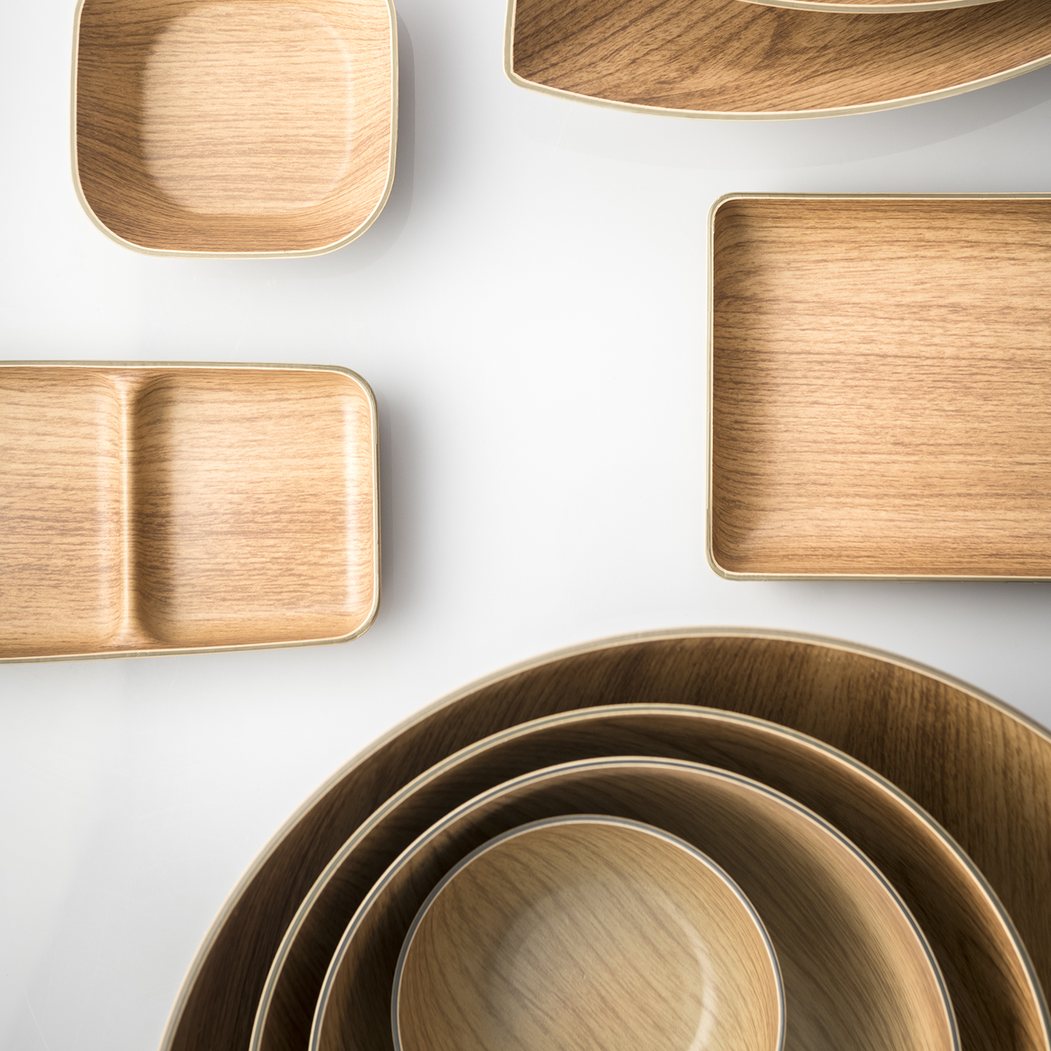 Buffet Schale aus Kunststoff in Holzdekor, Braun, Ø 24 cm, H 11 cm, Ansicht 3