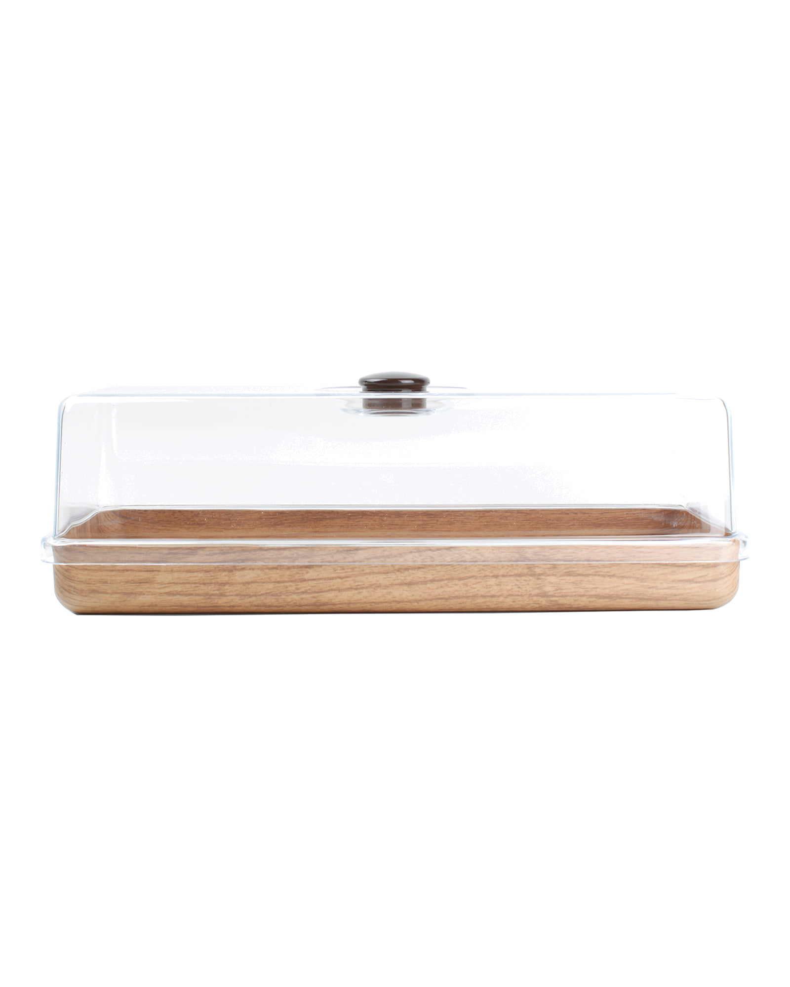 Buffet Servierschale rechteckig in Holzoptik, mit Glocke Braun, 39 × 16 cm