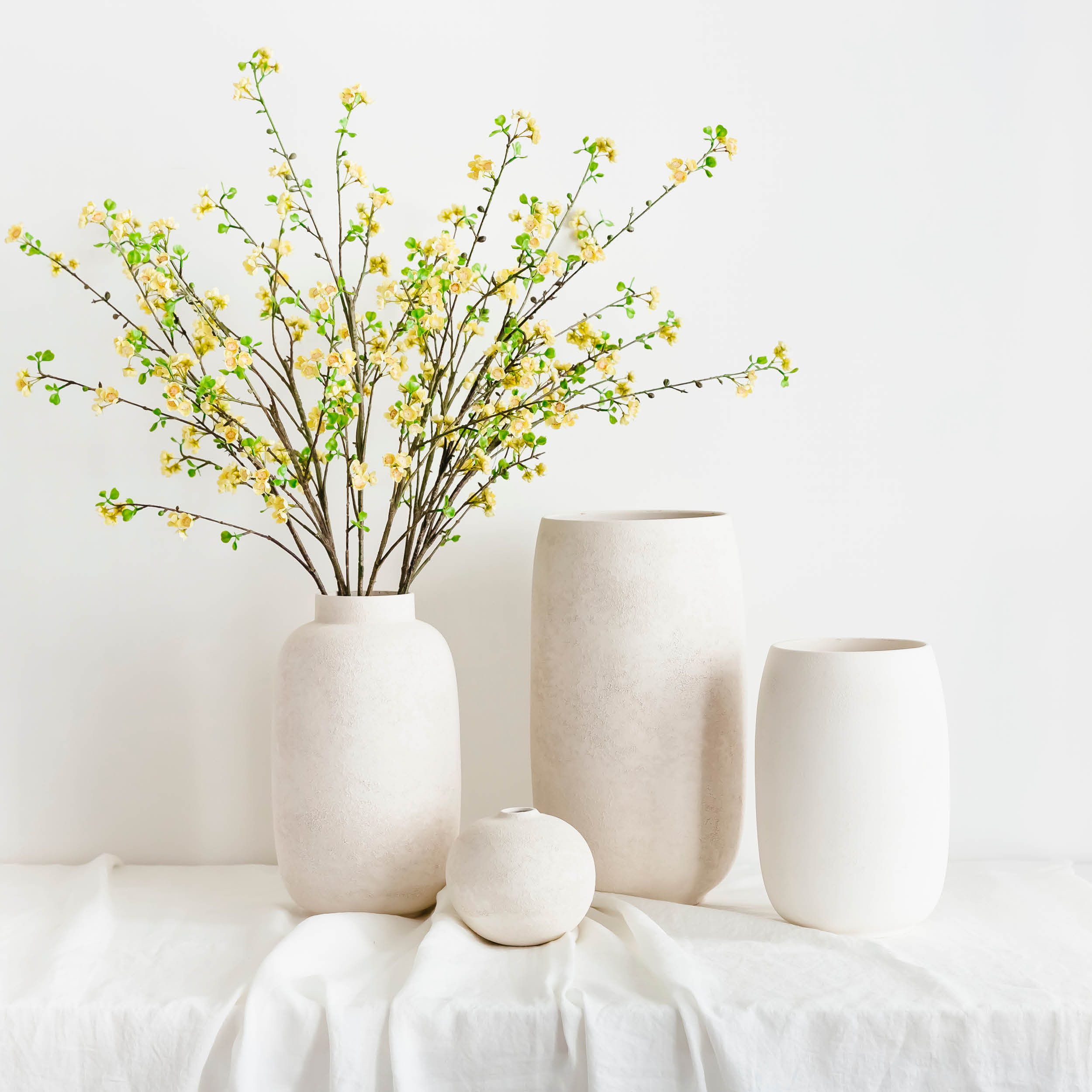 Bullet Vase aus Steinzeug, Weiß, Ø 20 cm, Ansicht 4
