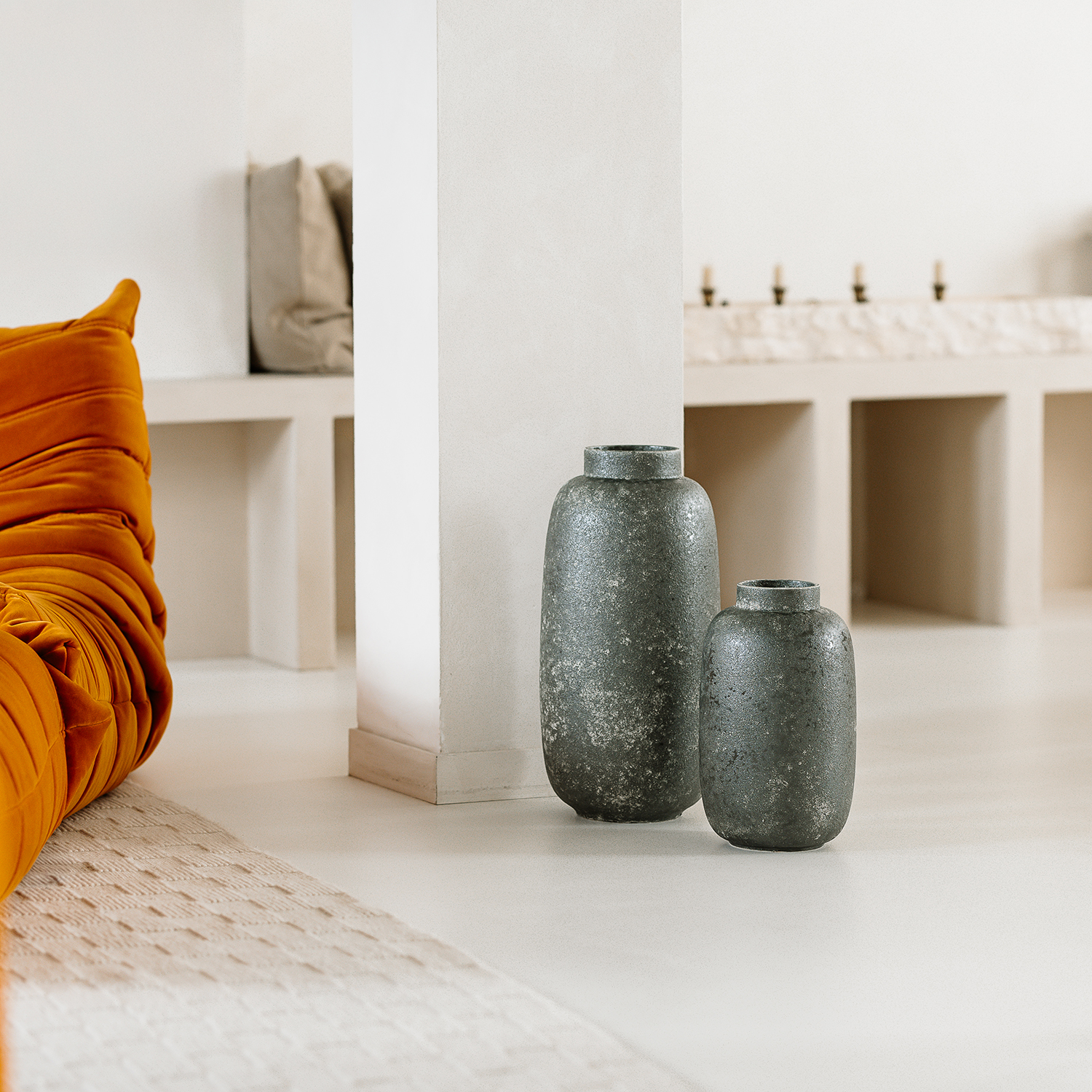 Bullet Vase aus Steinzeug, Grün, Ø 20 cm, Ansicht 4
